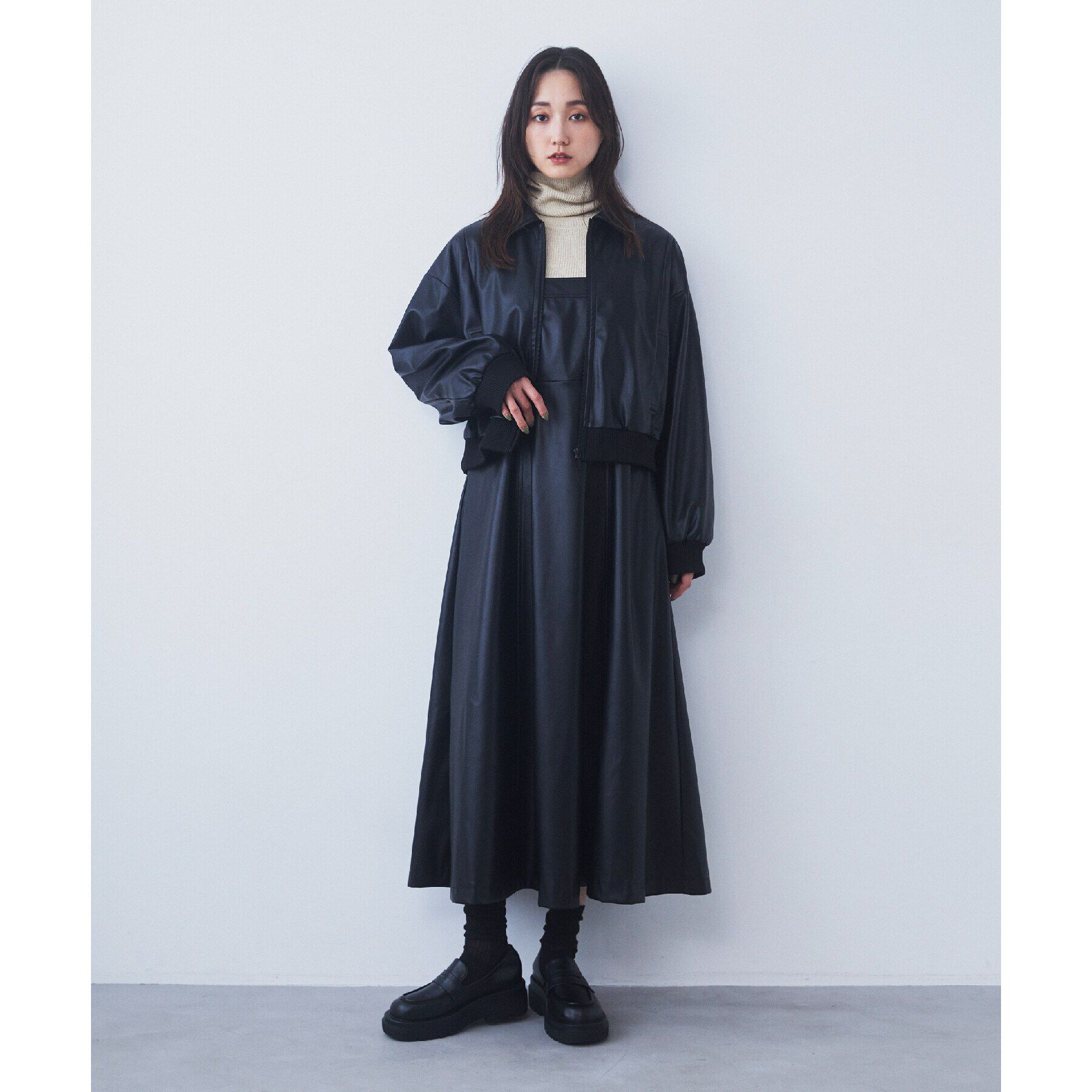 THE SHOP TK「【ヒルナンデス！で紹介】合皮リブブルゾン /環境に優しい」|ブルゾン・スタジャン|