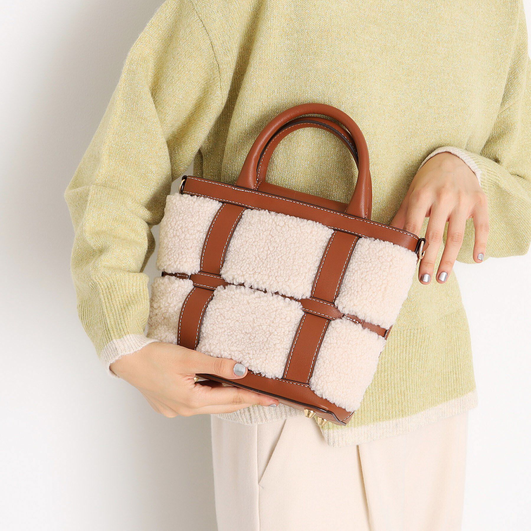 THE SHOP TK「ボア合皮コンビトート」|トートバッグ|