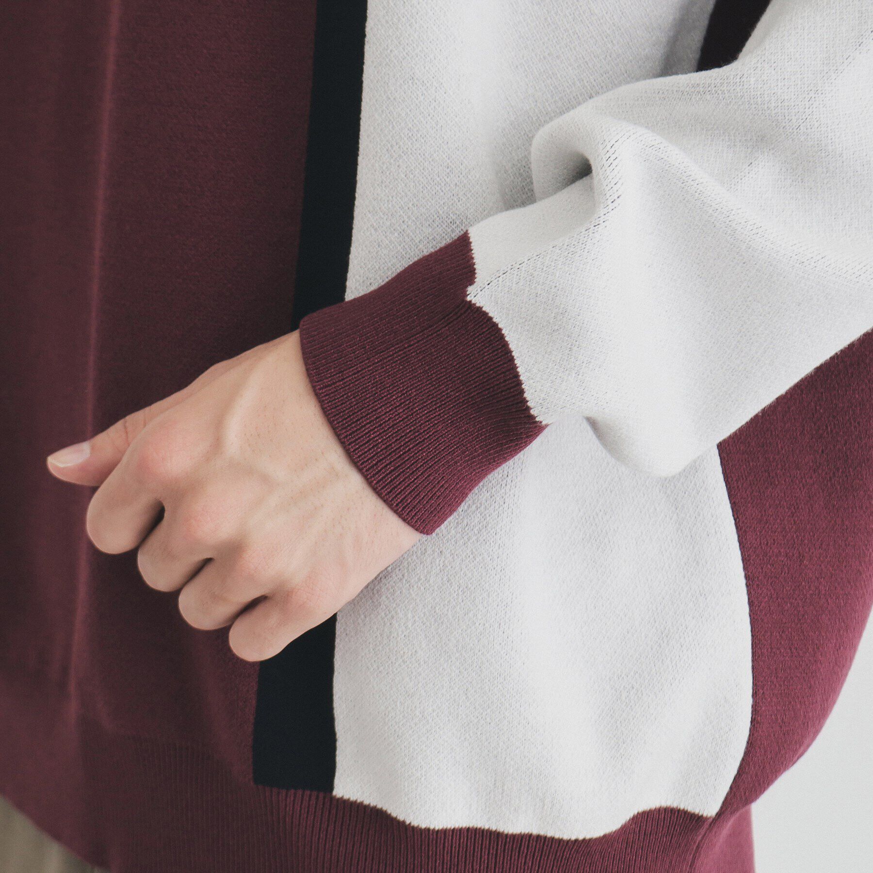 THE SHOP TK「パネルアートブロッキングクルーネックニット」|ニット・セーター|