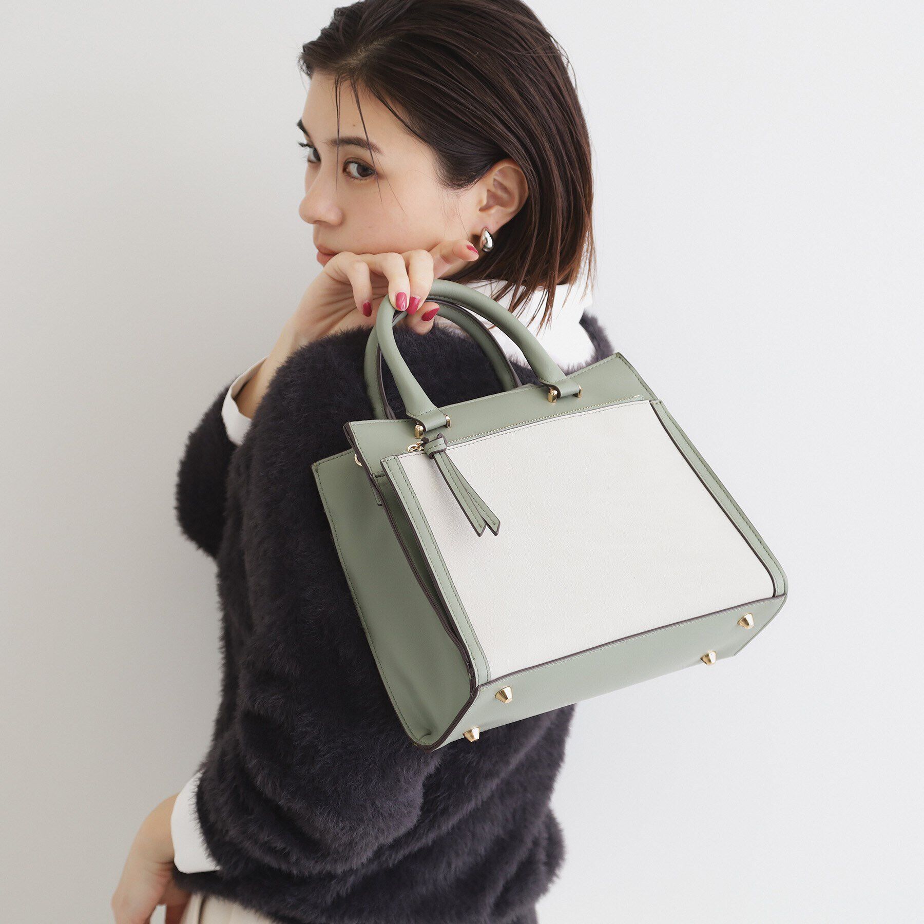 THE SHOP TK「合皮スエードコンビバッグ」|トートバッグ|