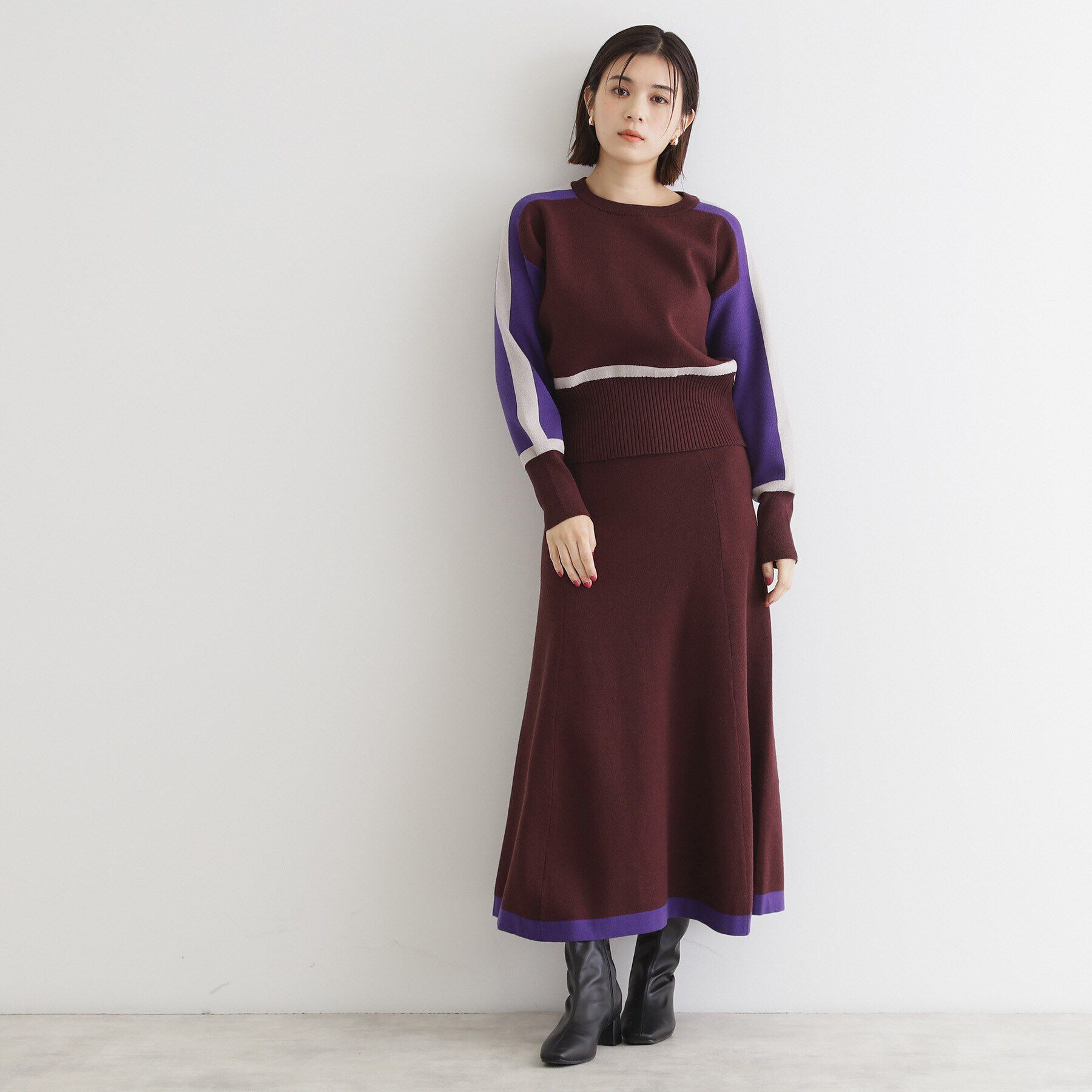 THE SHOP TK「【上下セットアイテム】配色ニットセットアップ/洗える」|スーツ|