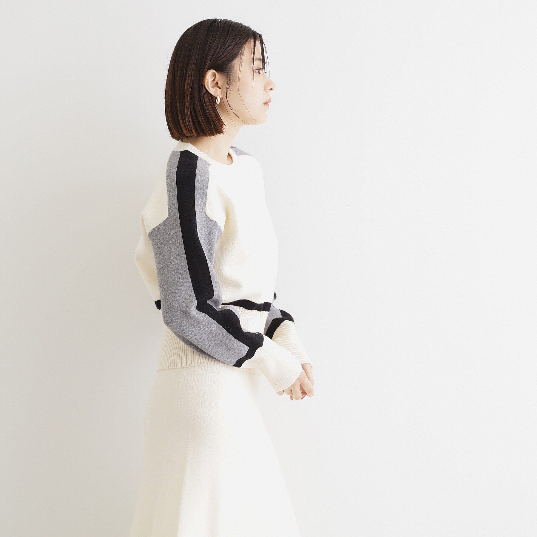 THE SHOP TK「【上下セットアイテム】配色ニットセットアップ/洗える」|スーツ|