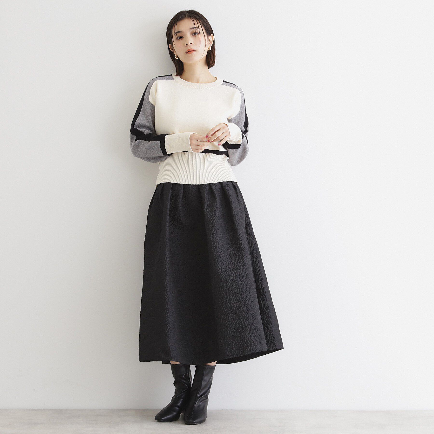 THE SHOP TK「【上下セットアイテム】配色ニットセットアップ/洗える」|スーツ|