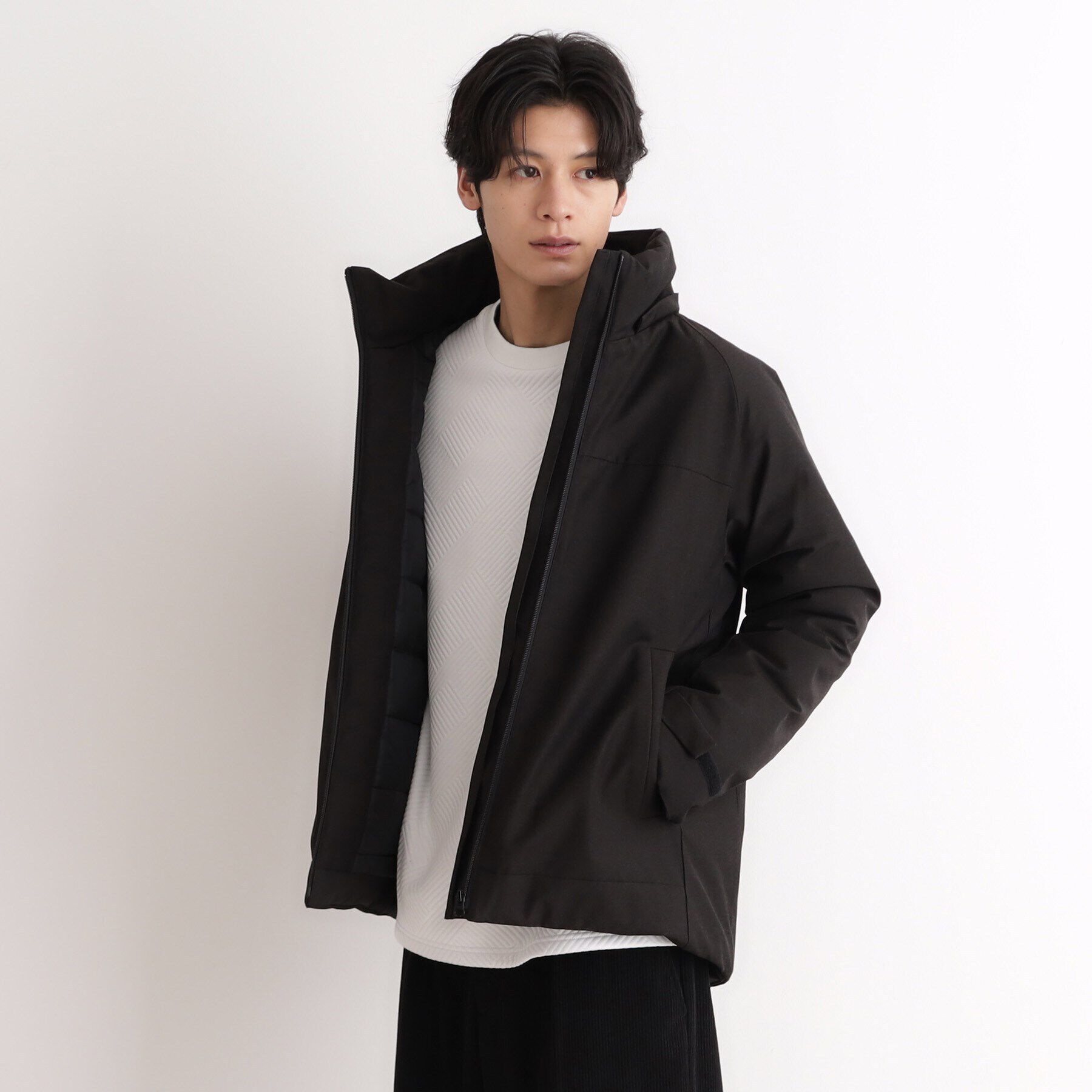 THE SHOP TK「SORONA中綿フードブルゾン 蓄熱／保温／洗える／防風／撥水／ビジネス対応可」|ダウン|