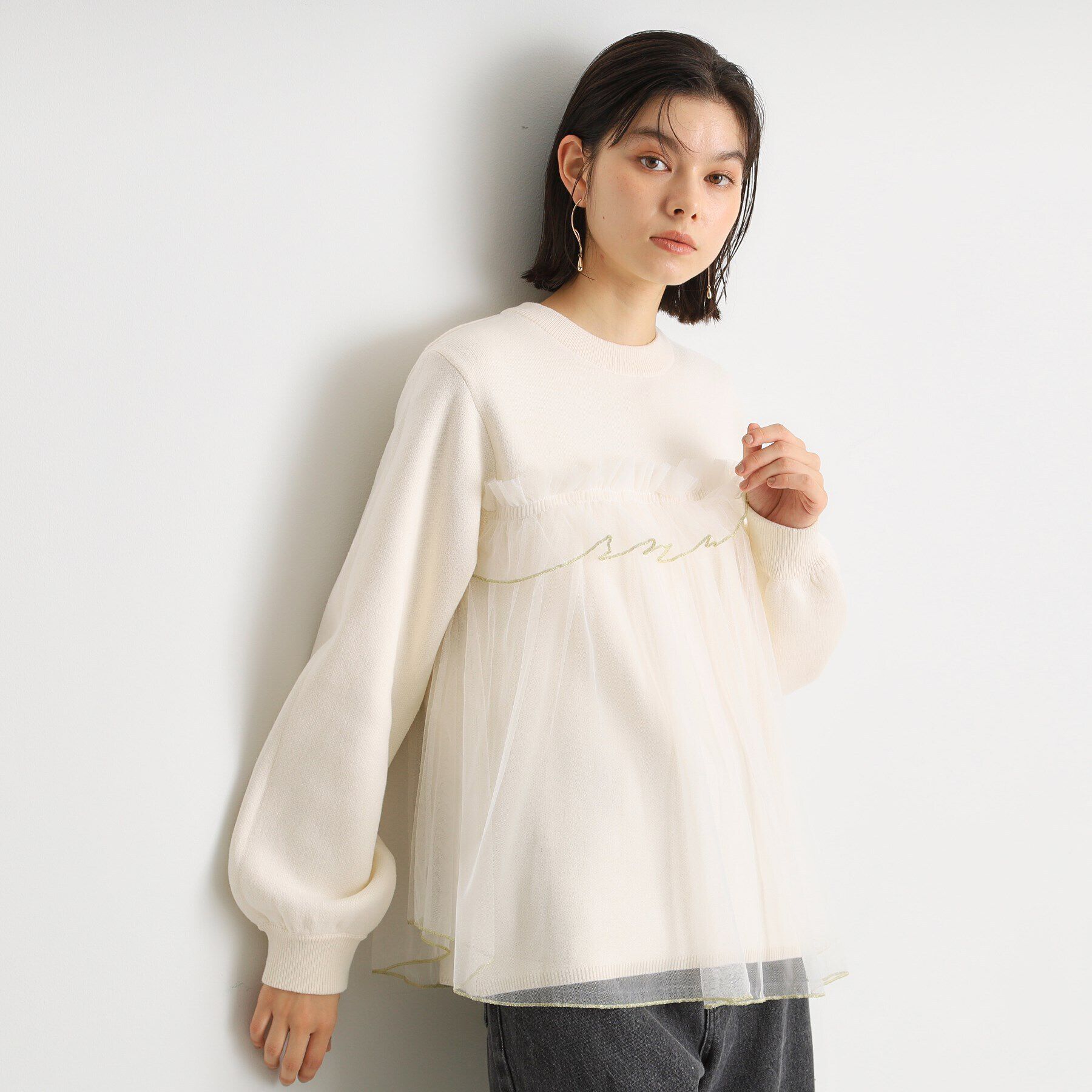 THE SHOP TK「チュールドッキングニット」|ニット・セーター|