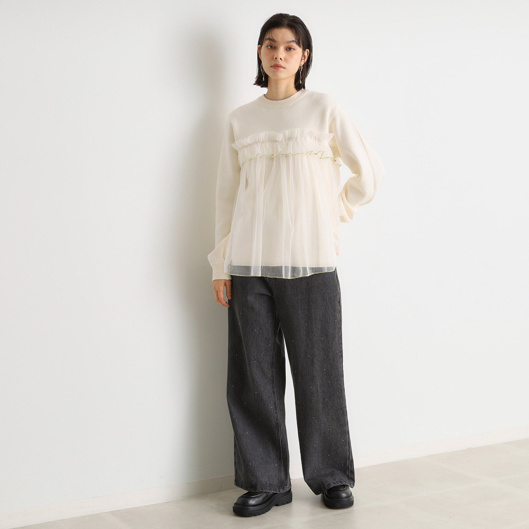 THE SHOP TK「チュールドッキングニット」|ニット・セーター|