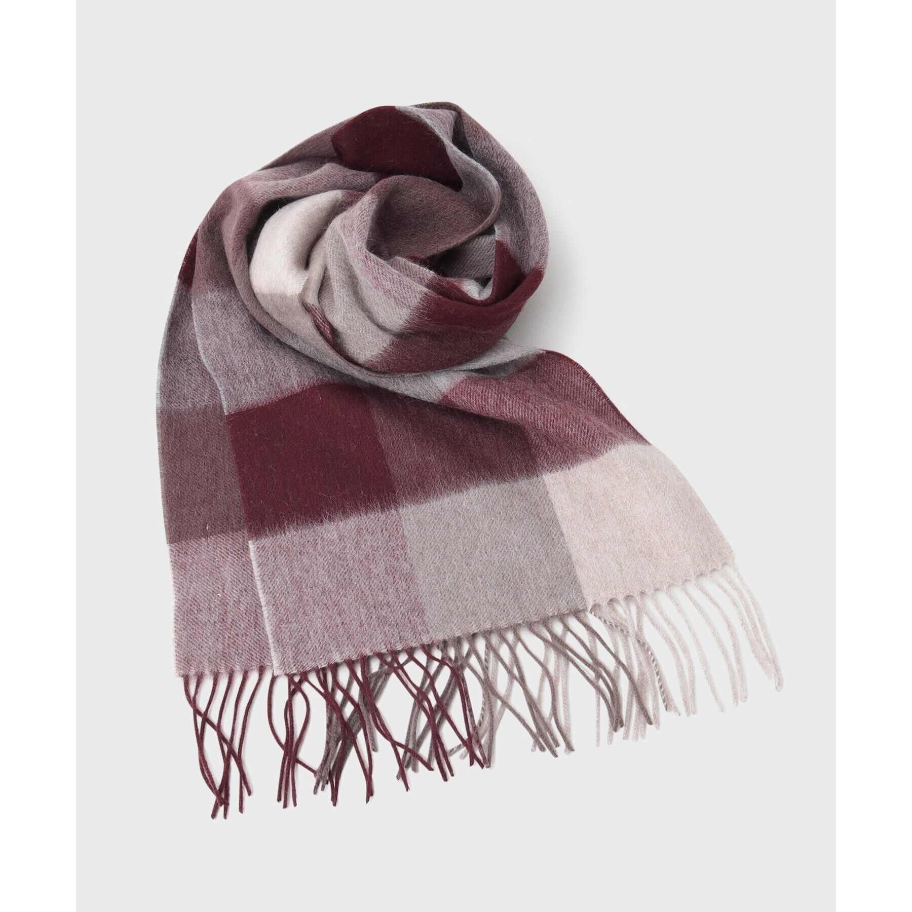 THE SHOP TK「ウールブロックチェックシングルマフラー ユニセックス」|ストール|ボルドー(264)