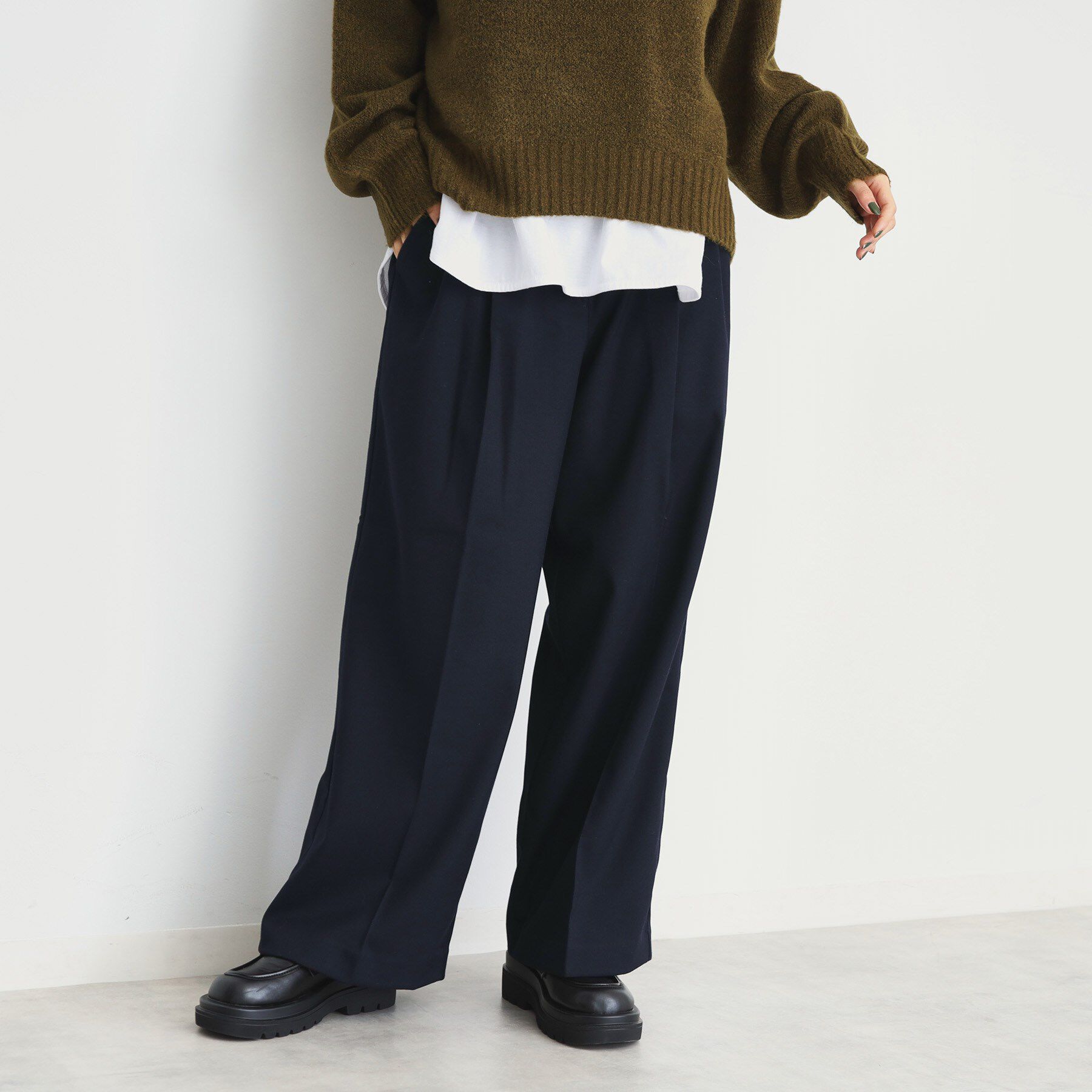 THE SHOP TK「【洗えるパンツ】裏起毛タックワイド」|その他|