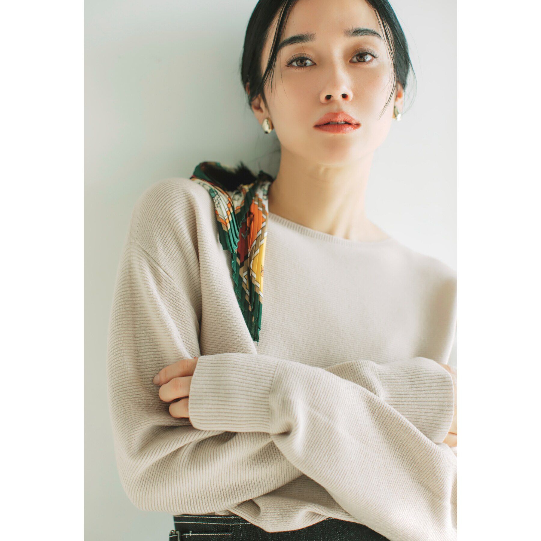 THE SHOP TK「【毛玉になりにくい/蓄熱性】春色_美人ガーターニット/洗える/体形カバー」|ニット・セーター|グレージュ(050)