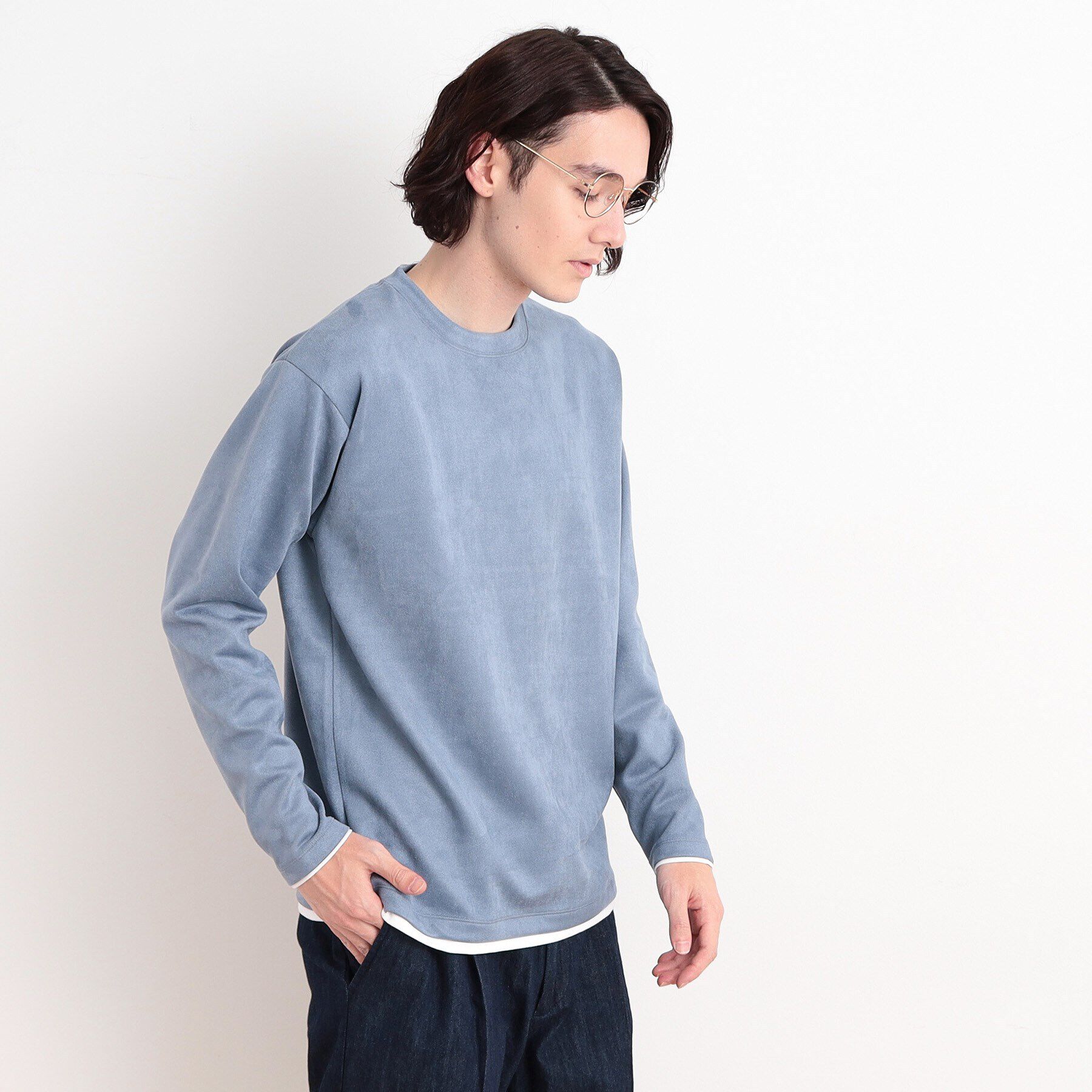 THE SHOP TK「スウェードタッチフェイクレイヤードプルオーバー」|Tシャツ・カットソー|