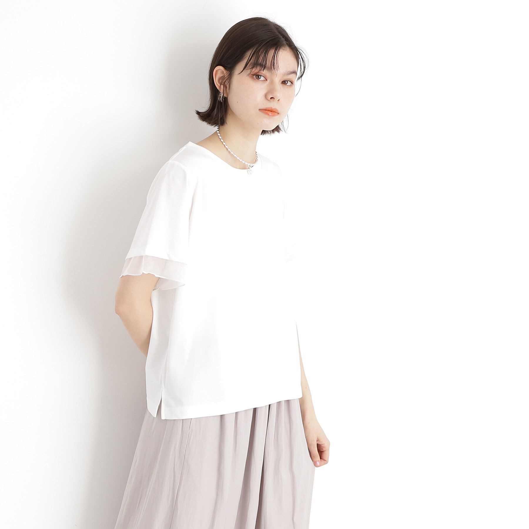 THE SHOP TK「袖シアーTシャツ【接触冷感/洗濯機OK】」|Tシャツ・カットソー|