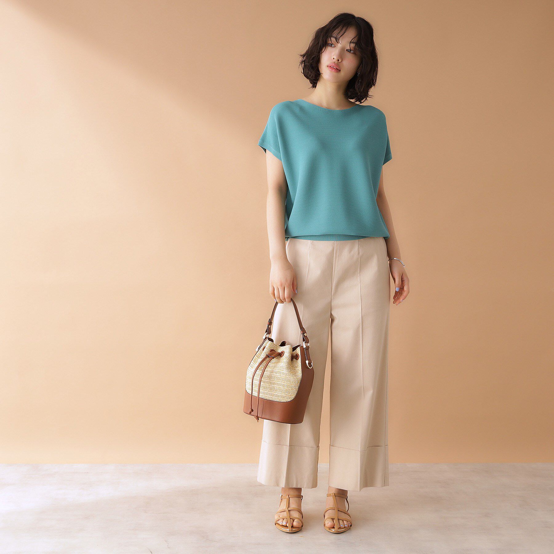 THE SHOP TK「雑材合皮コンビ巾着バッグ」|ショルダー・メッセンジャー|