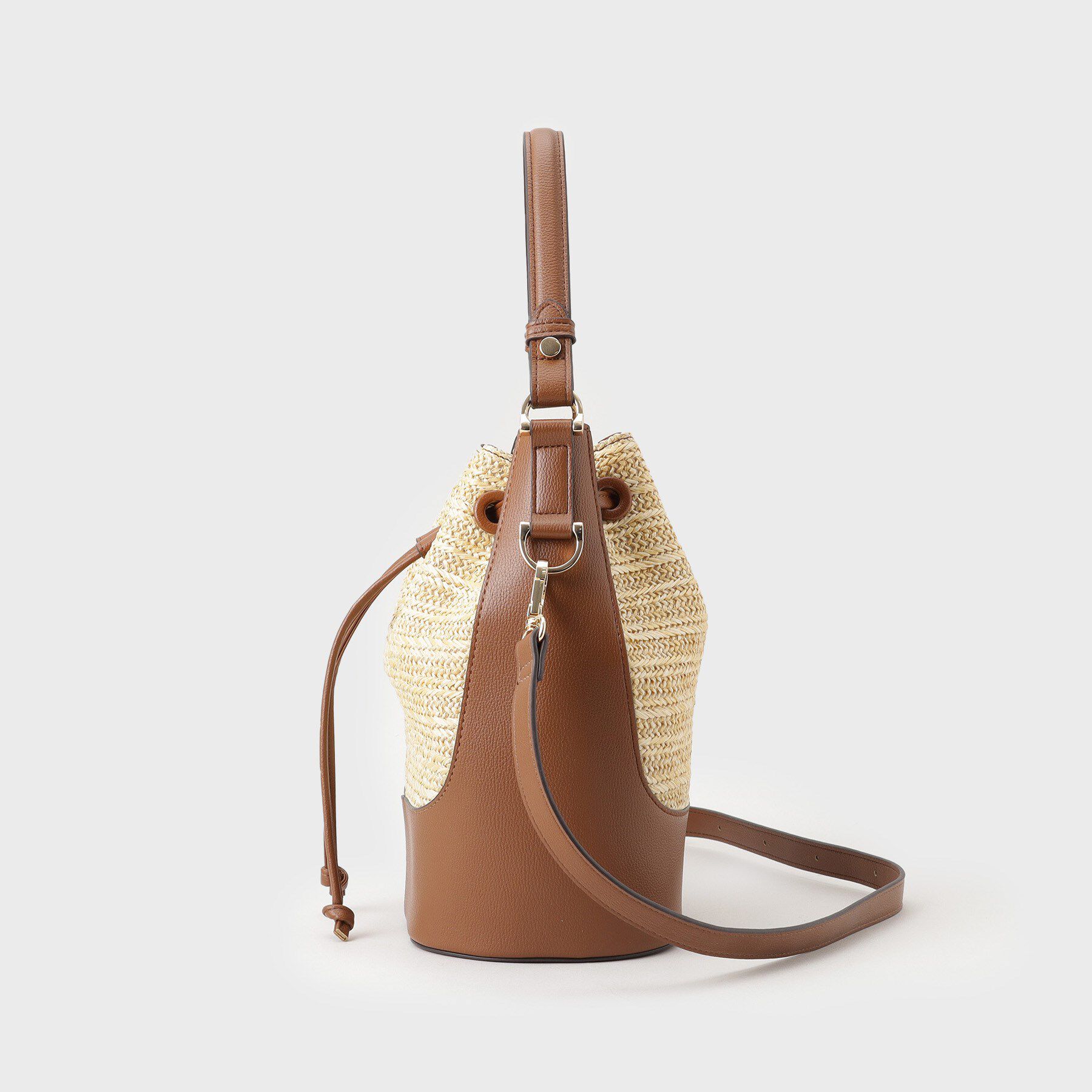 THE SHOP TK「雑材合皮コンビ巾着バッグ」|ショルダー・メッセンジャー|