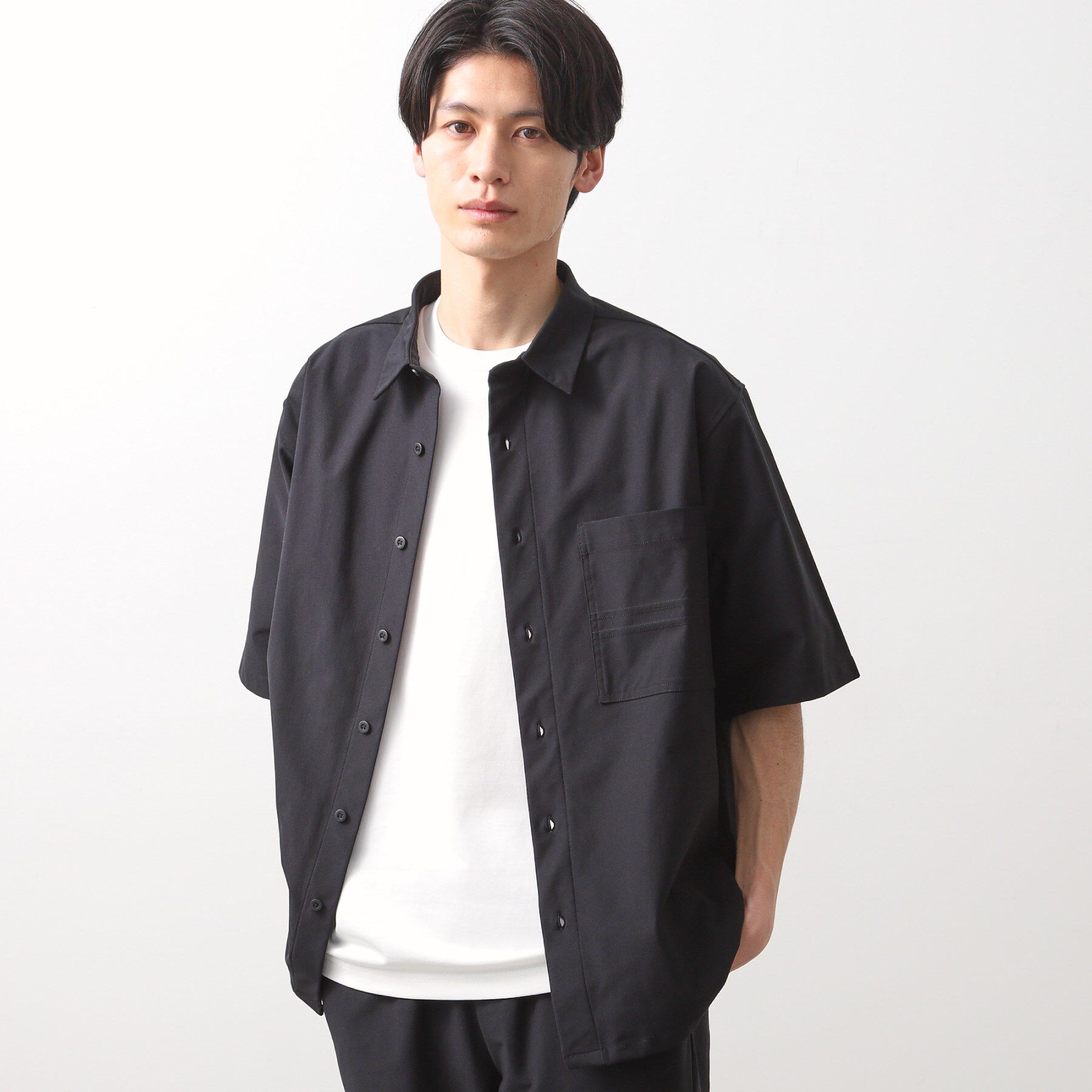 THE SHOP TK「パーフェクテックツイル5分袖シャツ【セットアップ可/吸水速乾/UVカット/アンチピリング】」|シャツ・ブラウス|