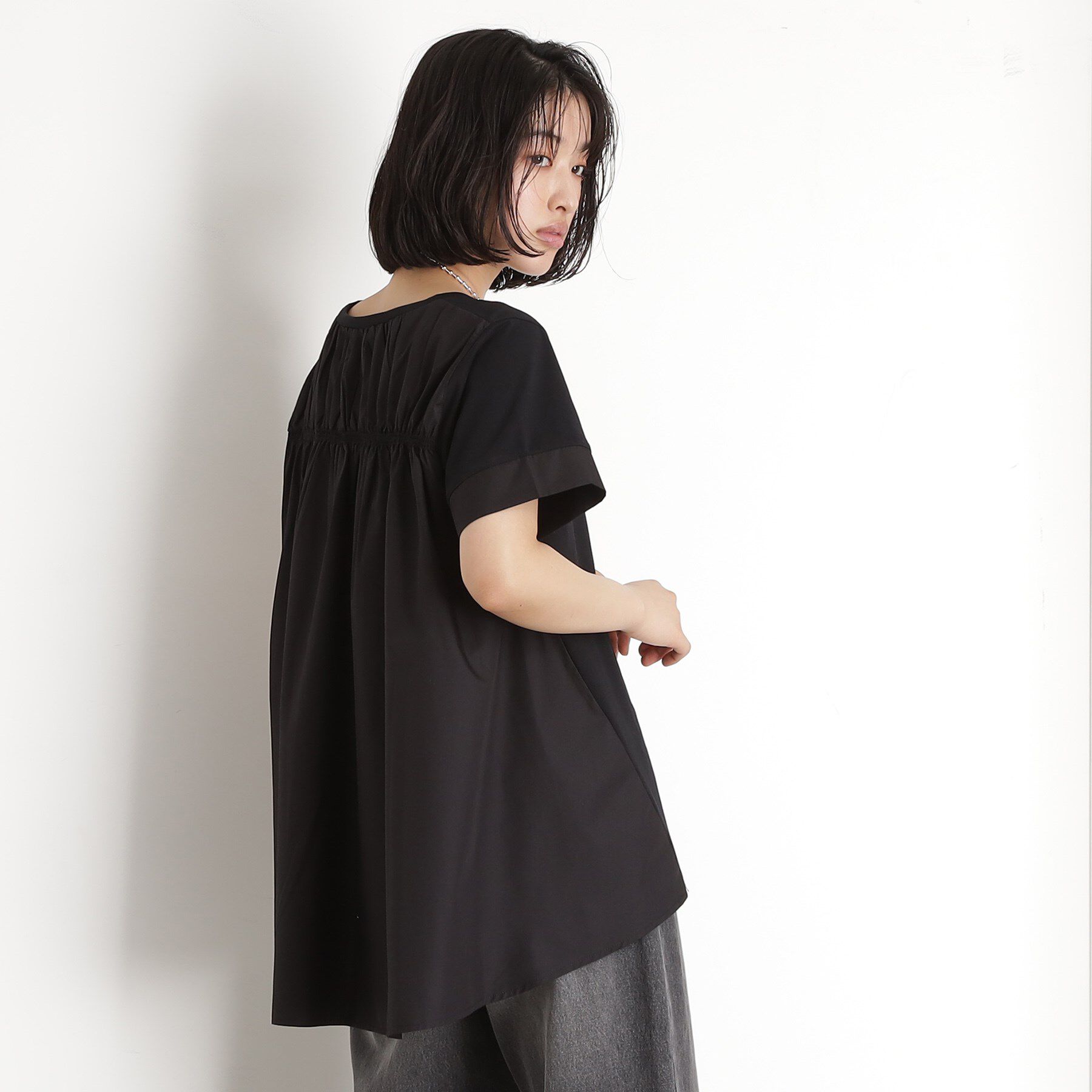 THE SHOP TK「切替バックギャザーチュニック【洗濯機OK/接触冷感/UV】」|チュニック|