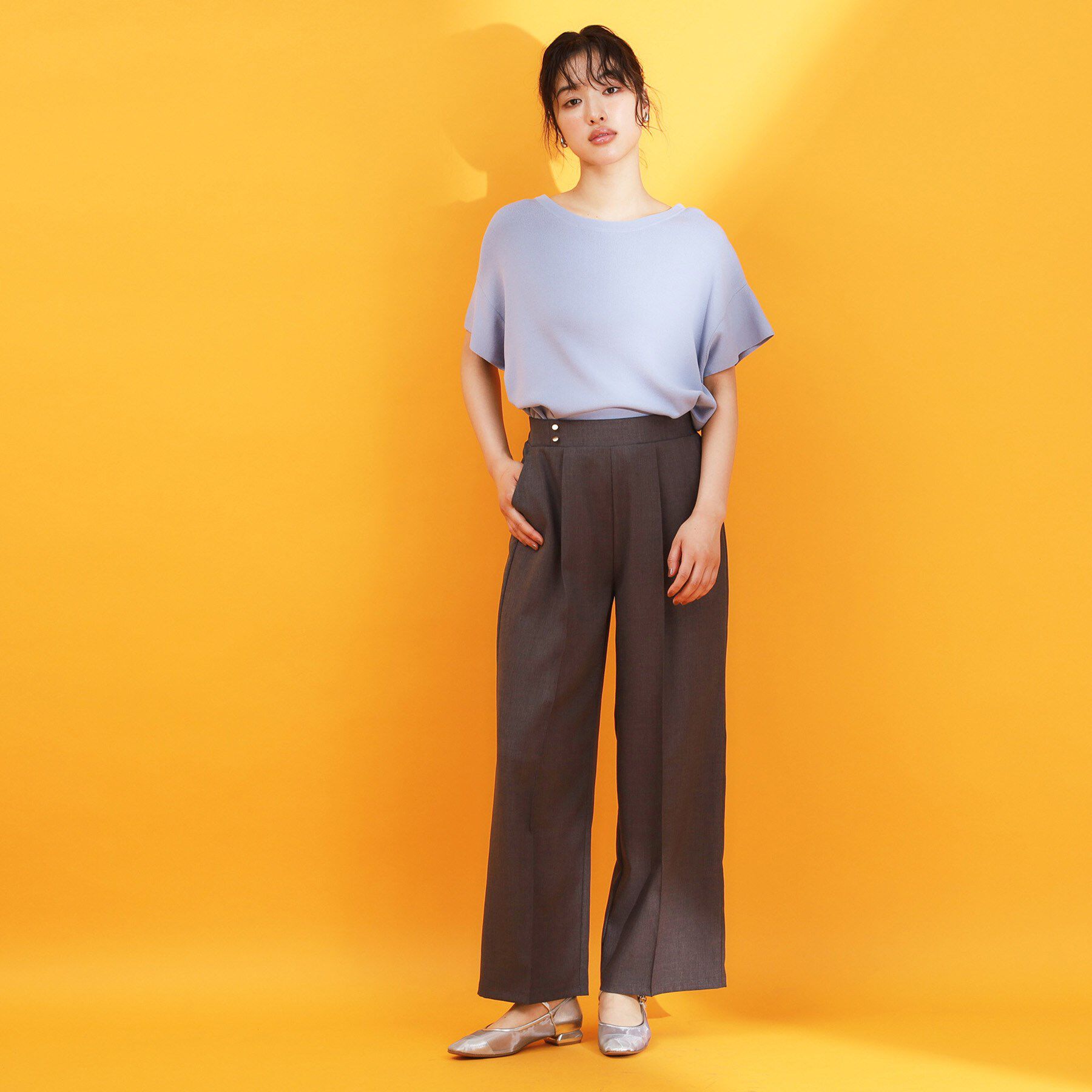 THE SHOP TK「麻調ピンタックワイドパンツ【洗濯機OK】」|その他|