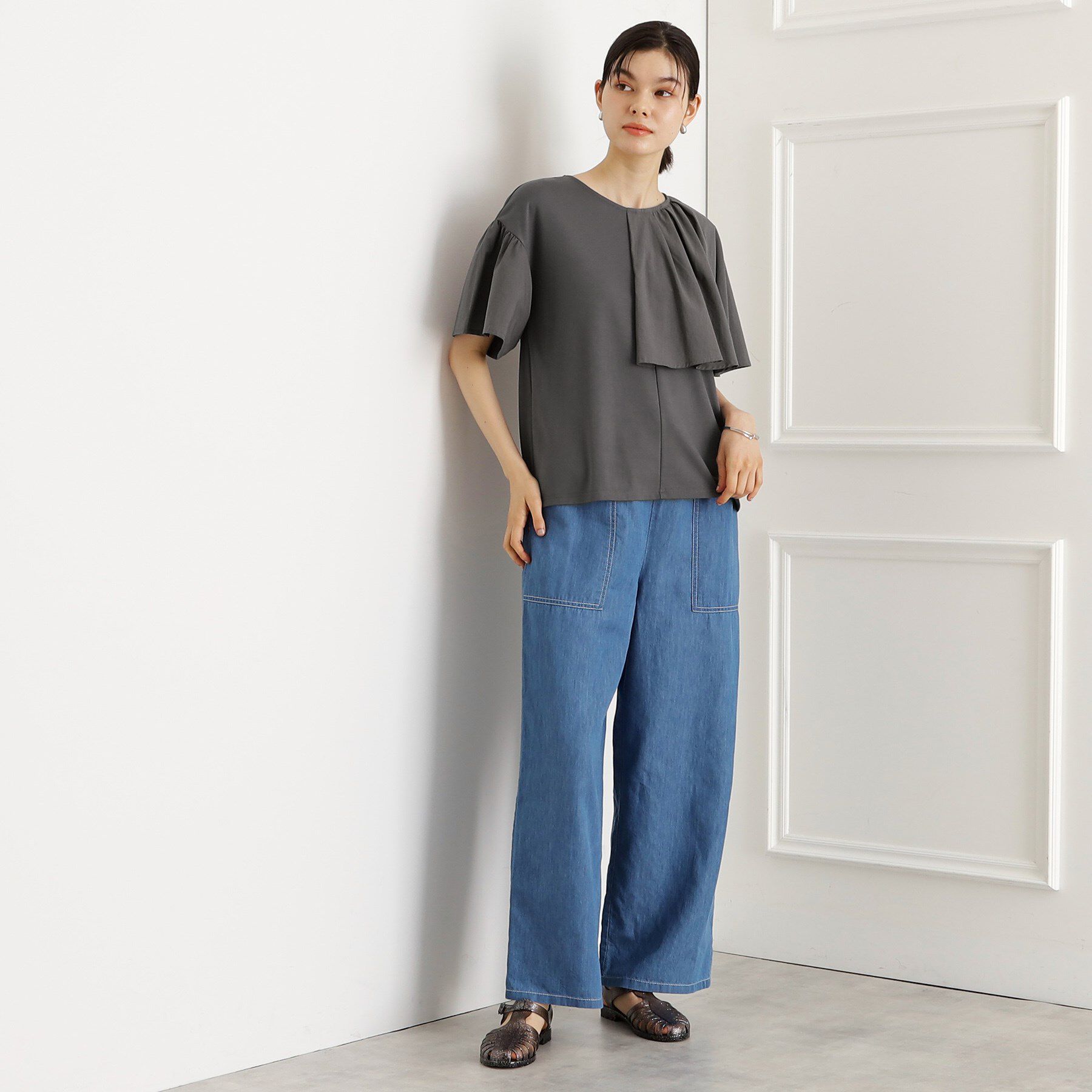 THE SHOP TK「アシメケープ風プルオーバー【接触冷感/洗濯機OK】」|Tシャツ・カットソー|