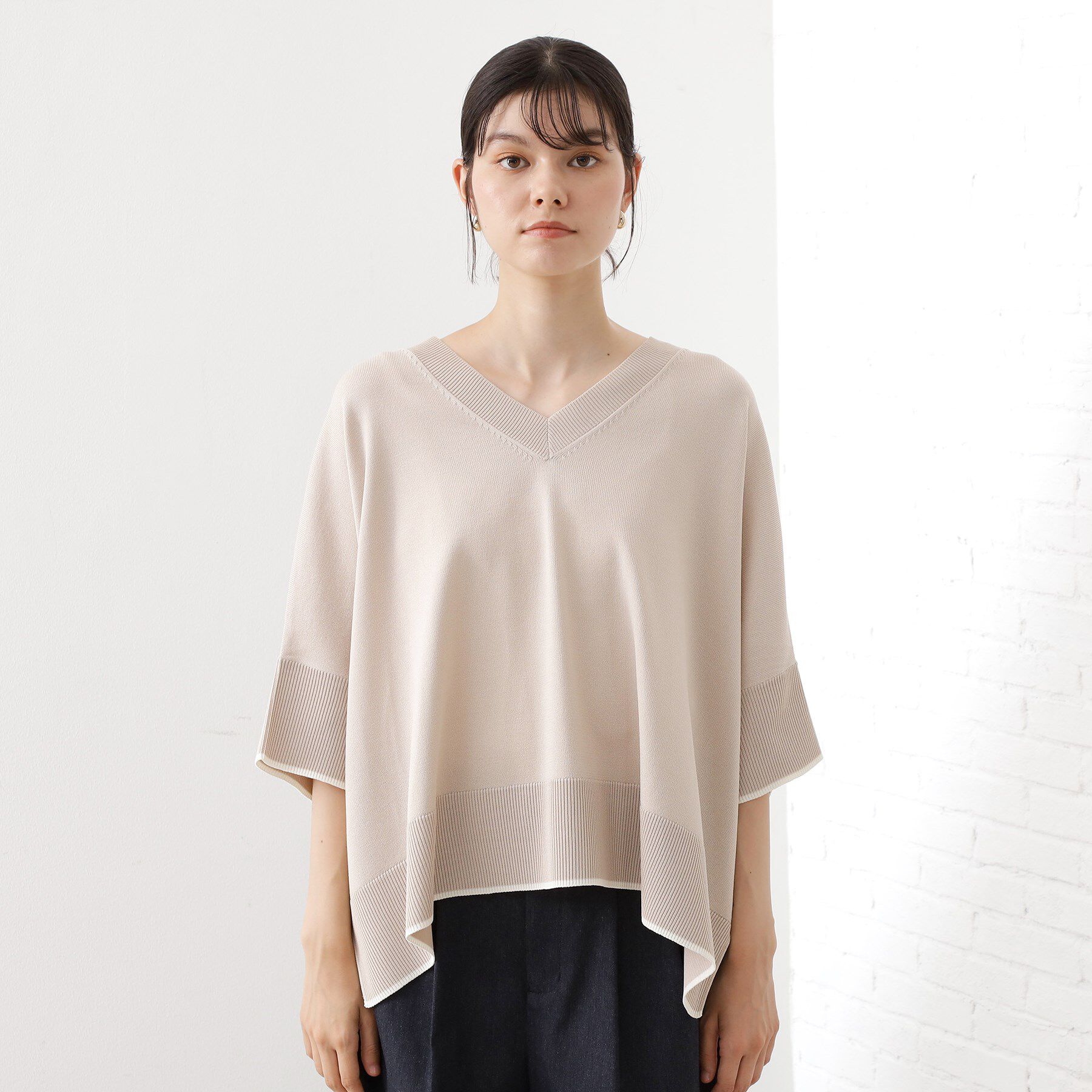 THE SHOP TK「Vネックドルマンニット【毛玉になりにくい/洗濯機OK】」|ニット・セーター|
