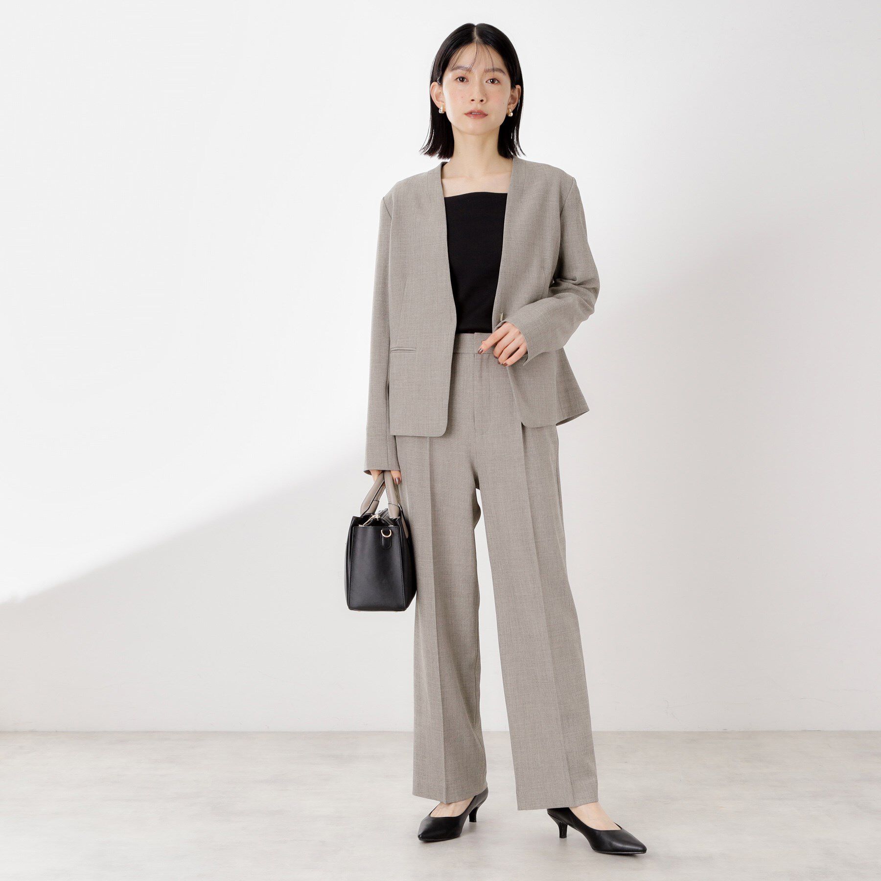 THE SHOP TK「ビジネスノーカラージャケット【セットアップ可/洗える】/CAVIANシリーズ」|ノーカラージャケット|