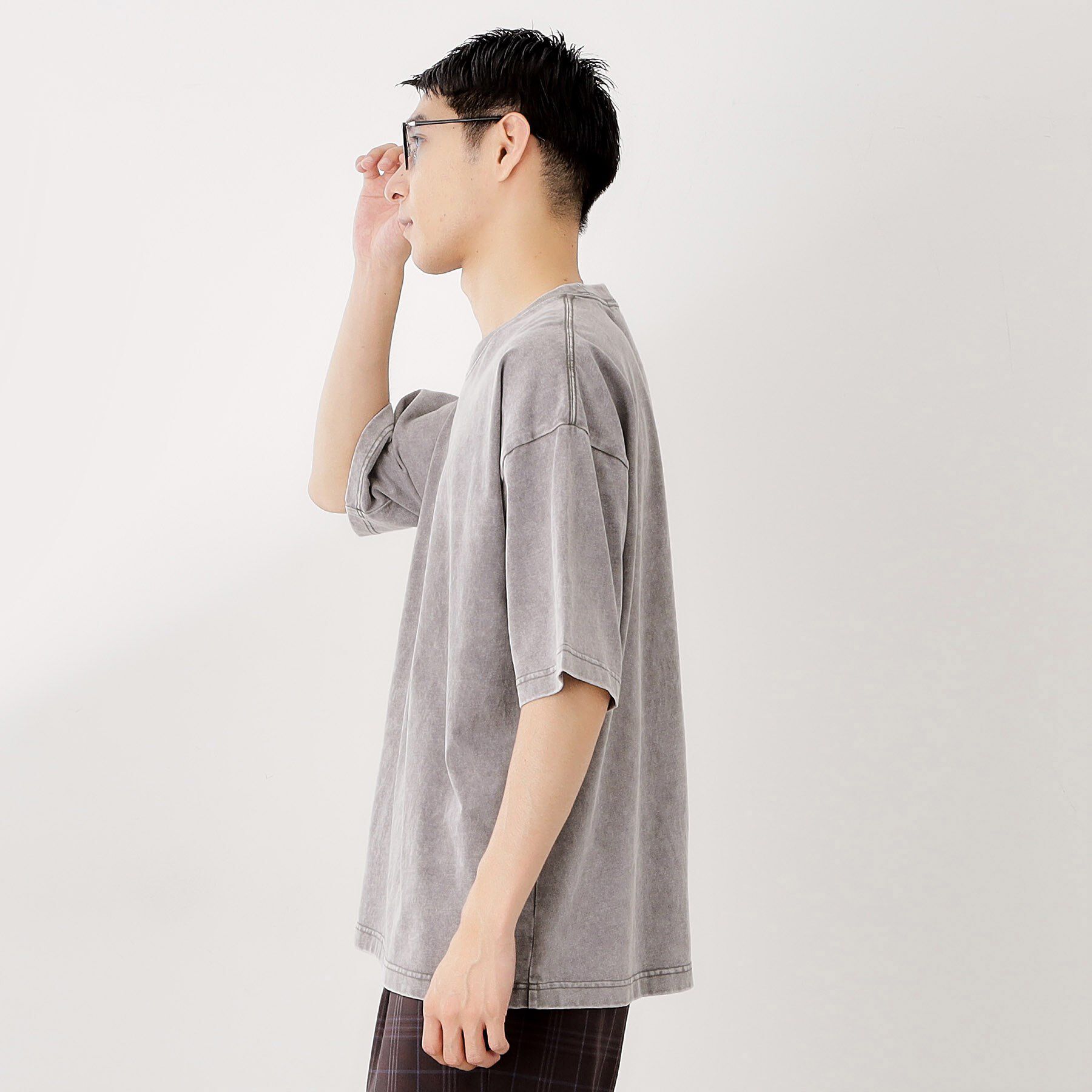 THE SHOP TK「ヴィンテージライク フェード5分袖Tシャツ 【ビッグシルエット／洗濯機OK】」|Tシャツ・カットソー|