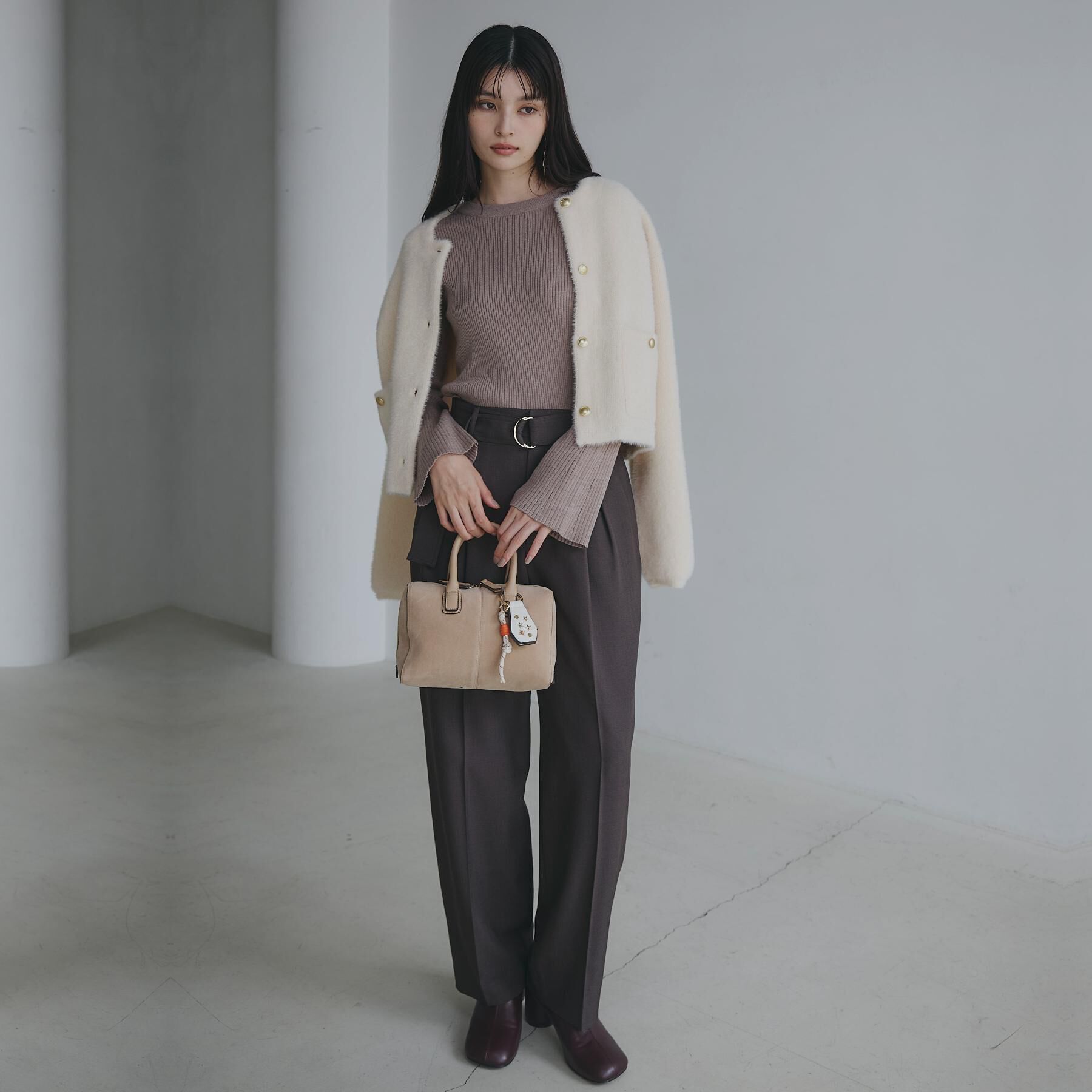 THE SHOP TK「【品よく魅せる】フレアスリーブ リブニット/毛玉になりにくい/静電気防止/洗濯機OK」|ニット・セーター|