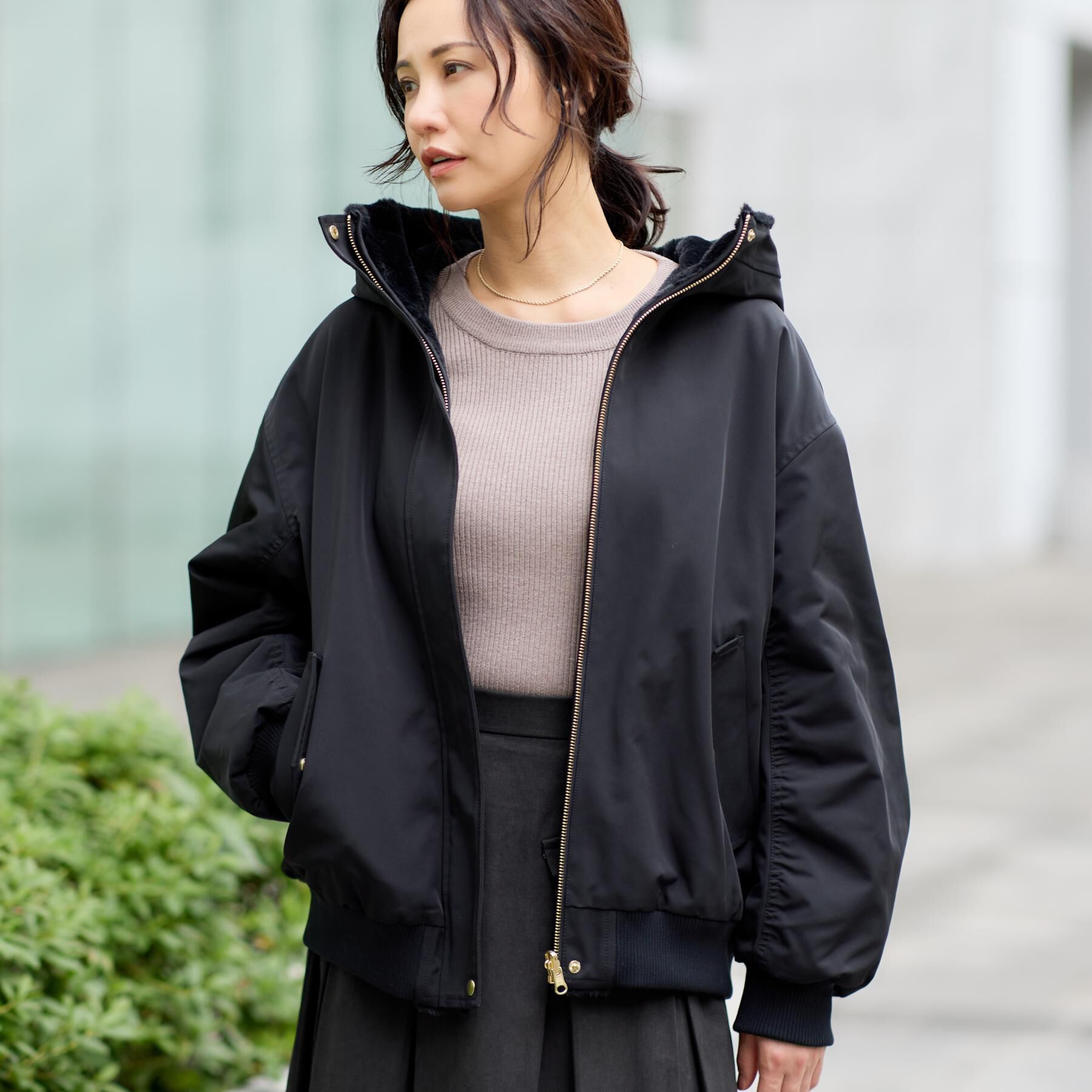 THE SHOP TK「【2WAY/洗える】リバーシブル フェイクファーブルゾン」|ブルゾン・スタジャン|