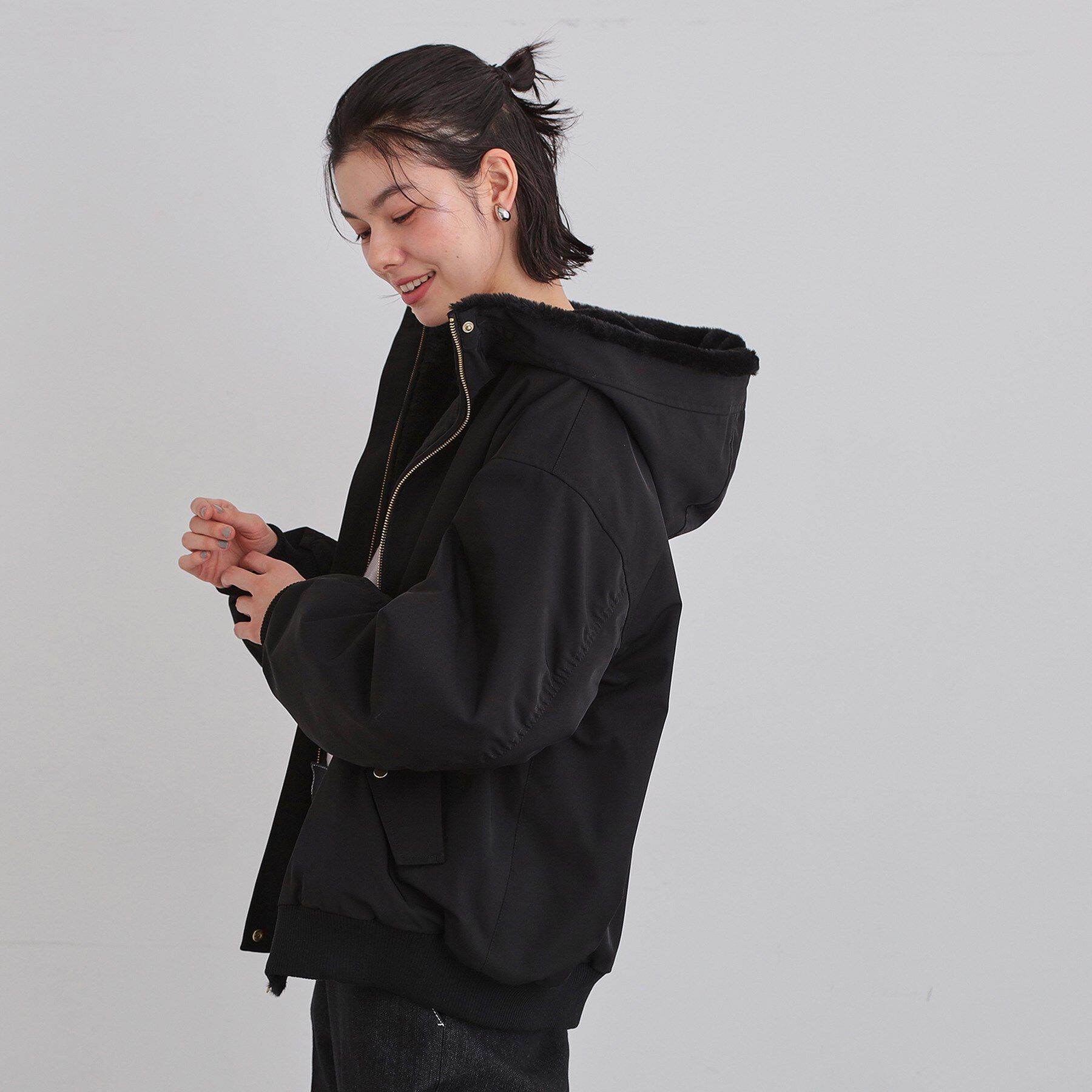 THE SHOP TK「【2WAY/洗える】リバーシブル フェイクファーブルゾン」|ブルゾン・スタジャン|