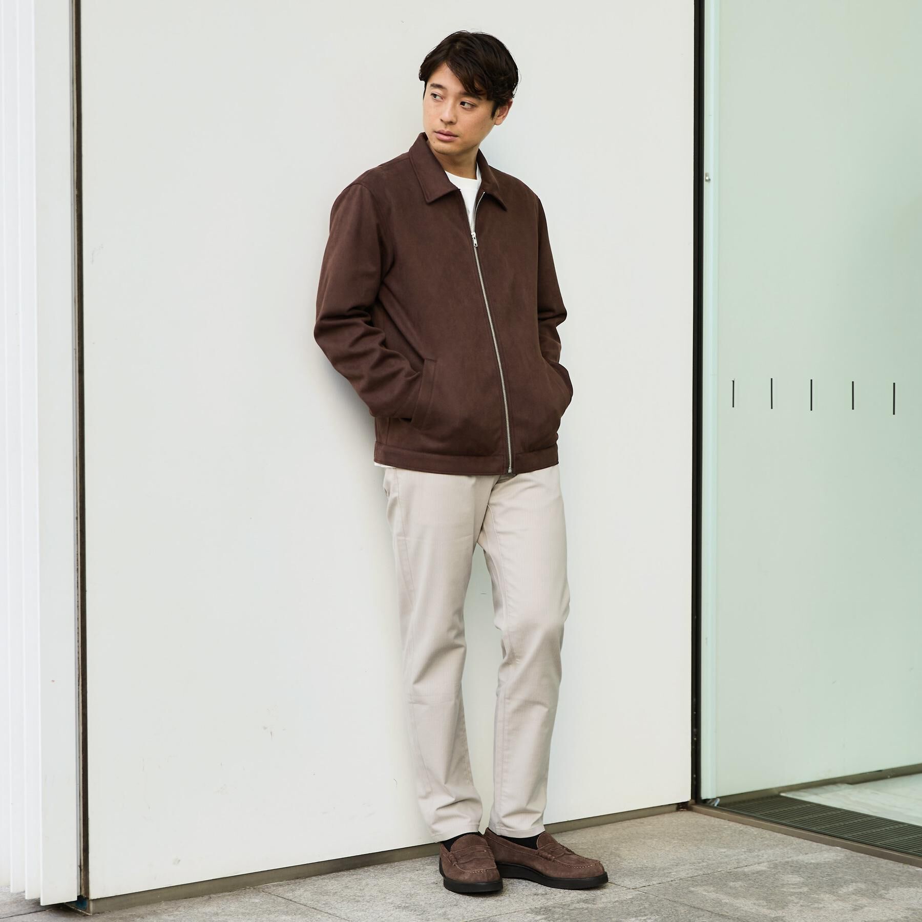 THE SHOP TK「フェイクスエードジップブルゾン【手洗いOK】」|ブルゾン・スタジャン|