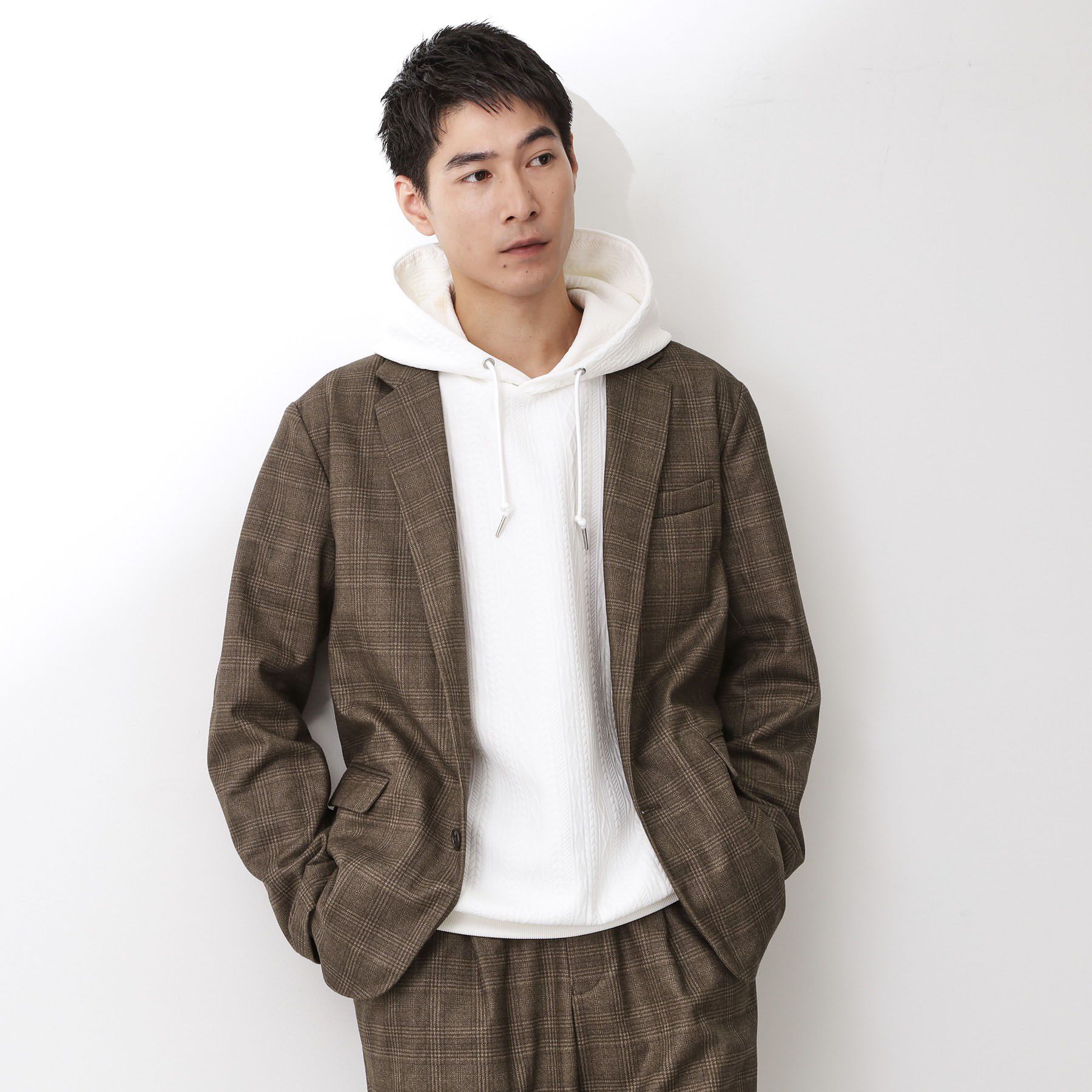 THE SHOP TK「ホームスパンジャージジャケット【セットアップ可/洗濯機OK】」|テーラードジャケット|グレージュ(250)