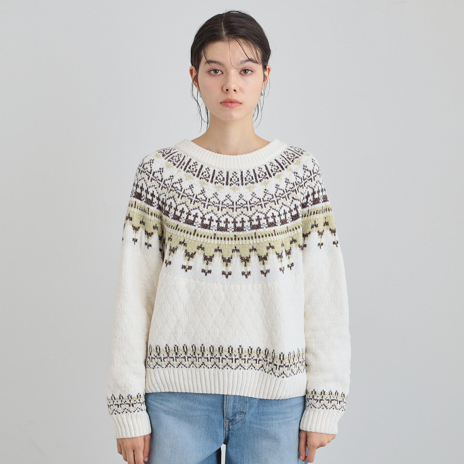 THE SHOP TK「上品さと少しの遊び心を モール求心柄ニット」|ニット・セーター|