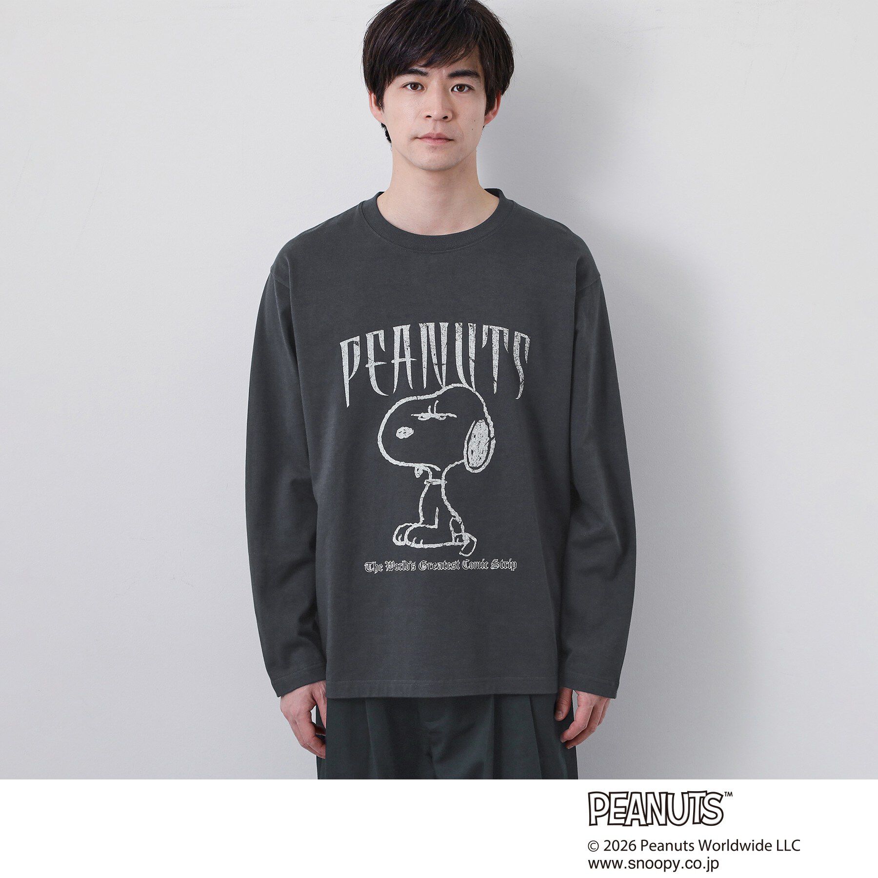 THE SHOP TK「PEANUTS ／ ピーナッツ スヌーピー ヴィンテージ風プリント長袖Tシャツ」|Tシャツ・カットソー|