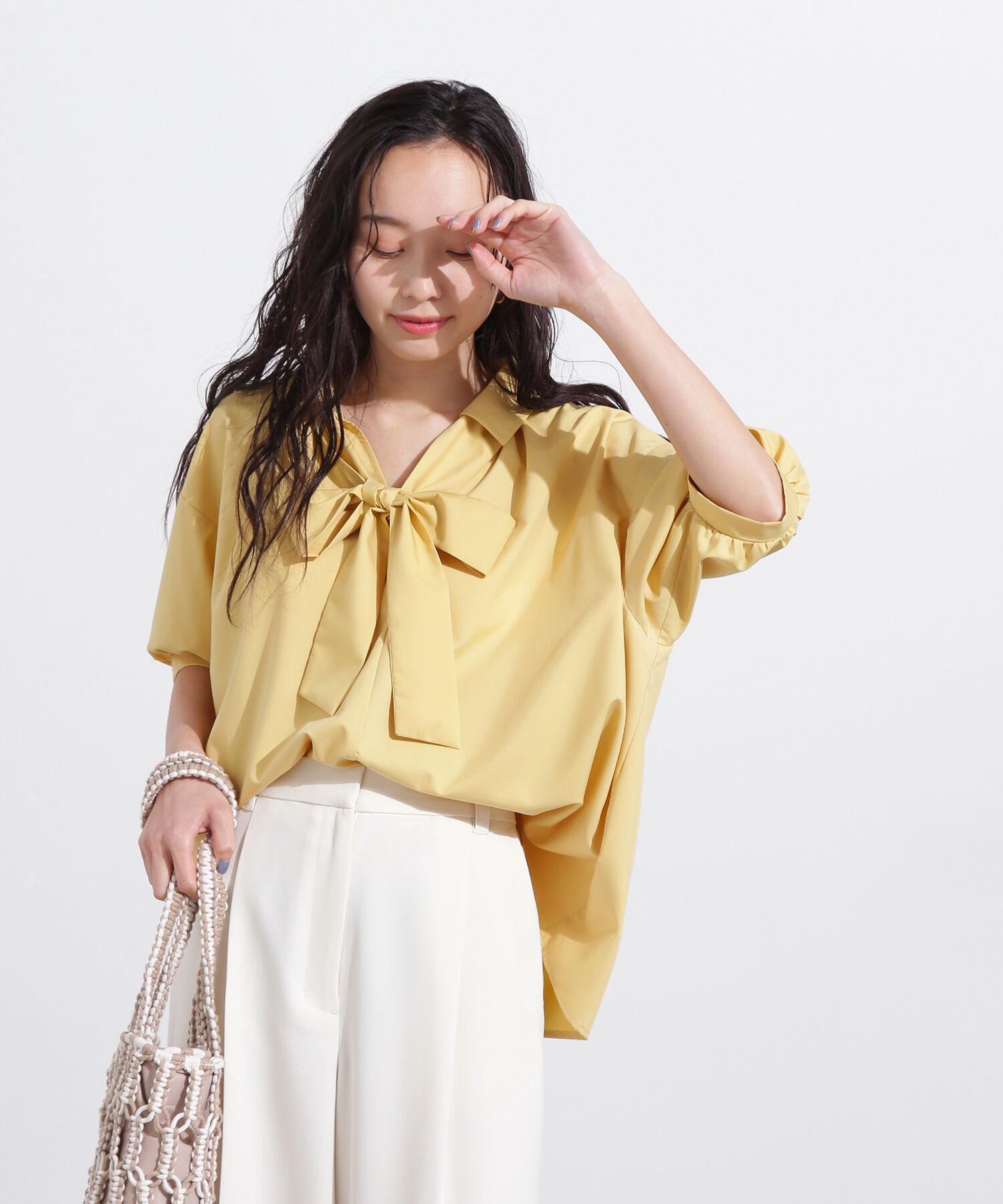  「スキッパーリボンタイ半袖ブラウス」|シャツ・ブラウス|