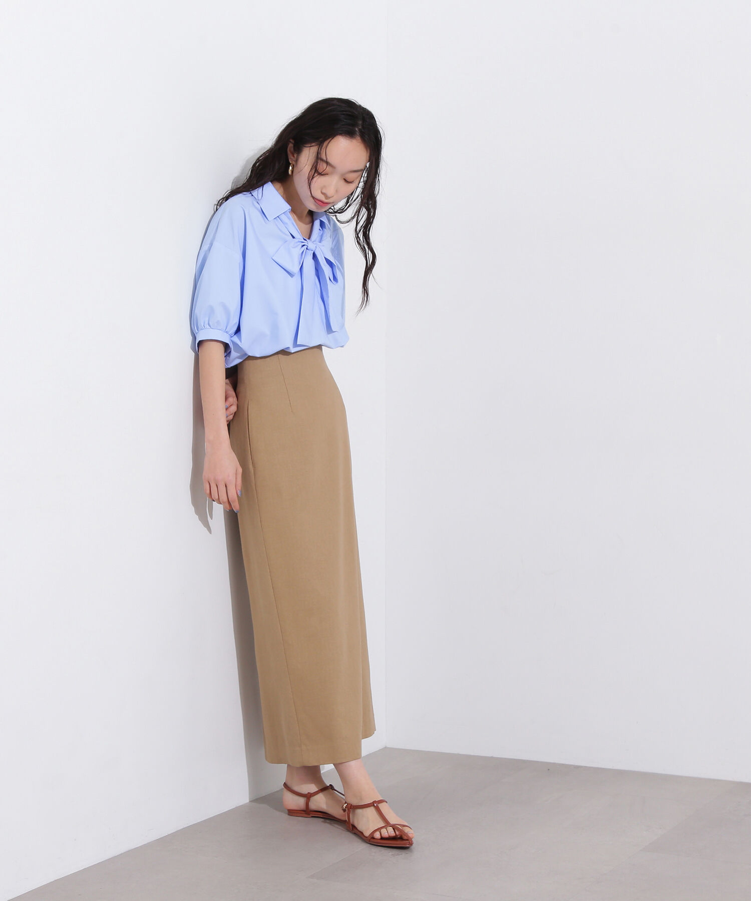  「スキッパーリボンタイ半袖ブラウス」|シャツ・ブラウス|