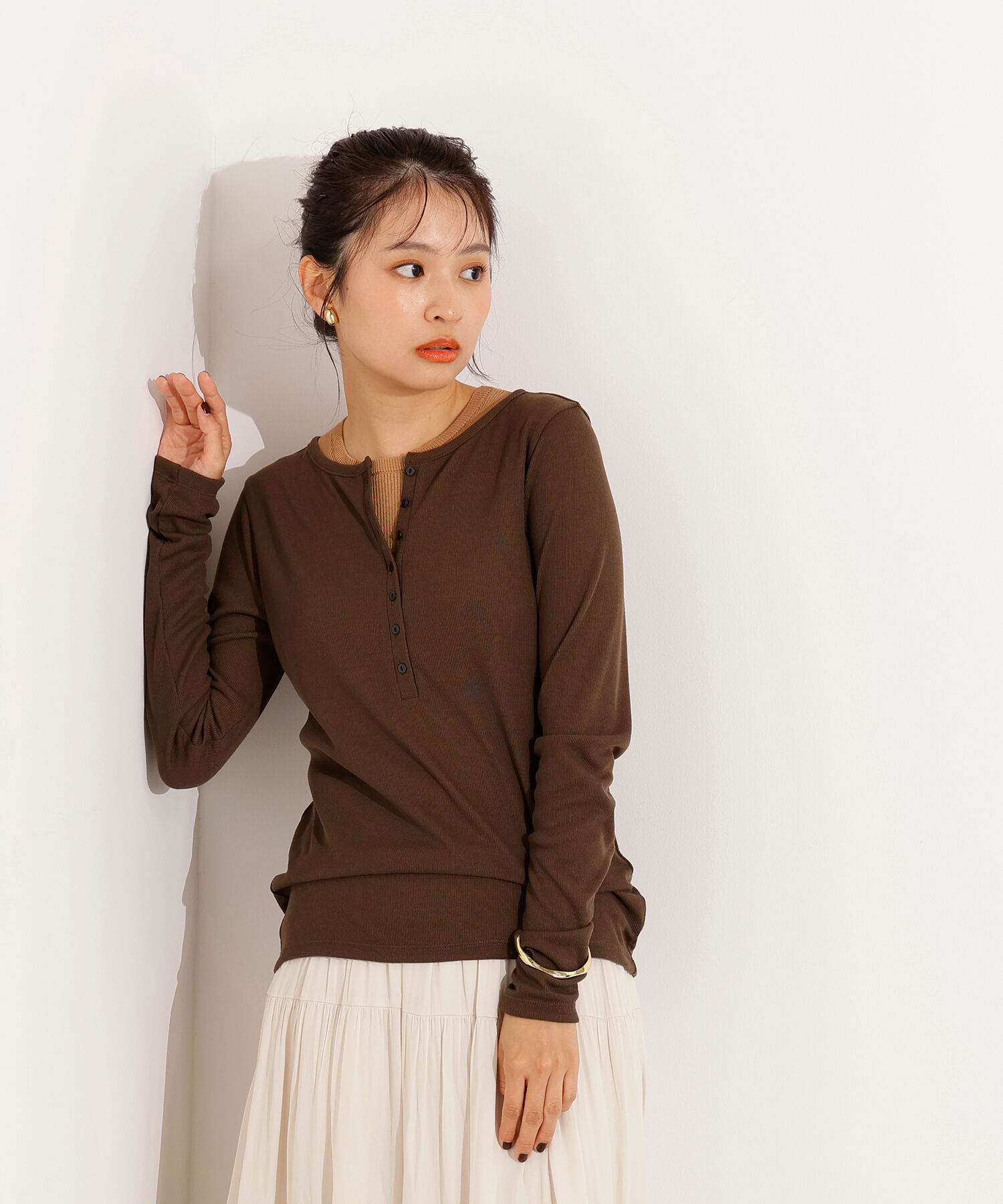  「ヘンリーネックシアーカットソー」|Tシャツ・カットソー|