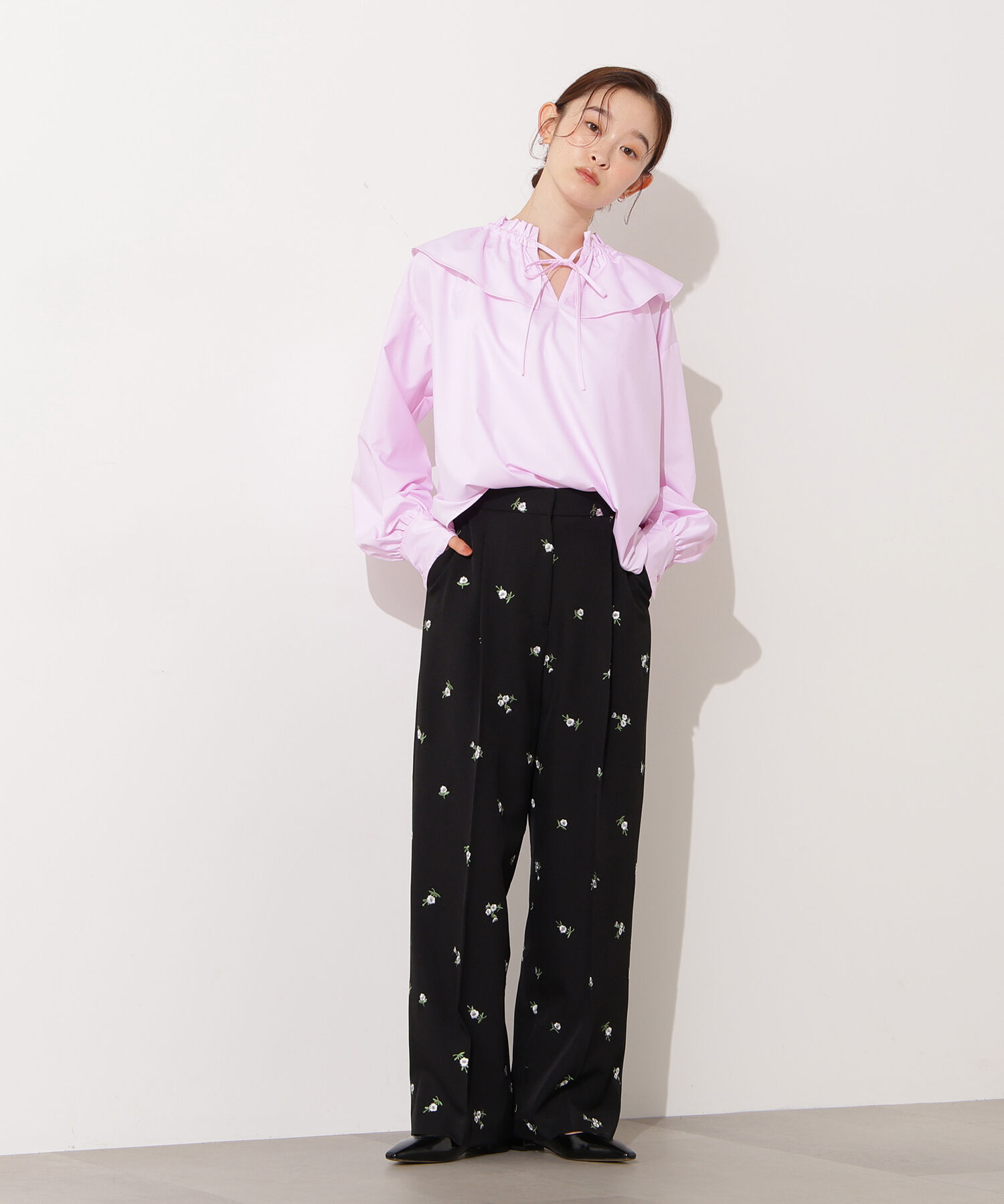  「ダブルフリルネックブラウス」|シャツ・ブラウス|