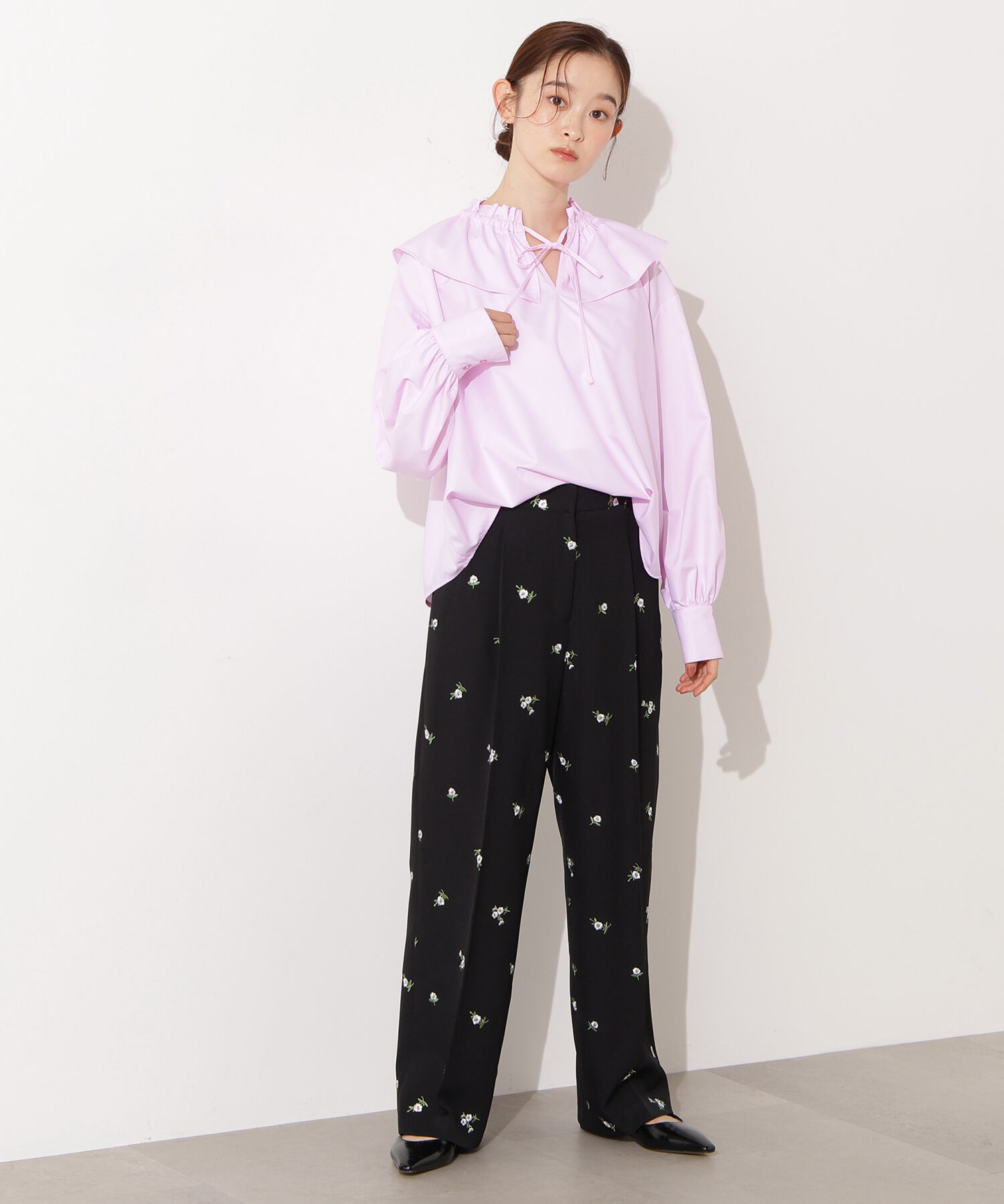  「ダブルフリルネックブラウス」|シャツ・ブラウス|