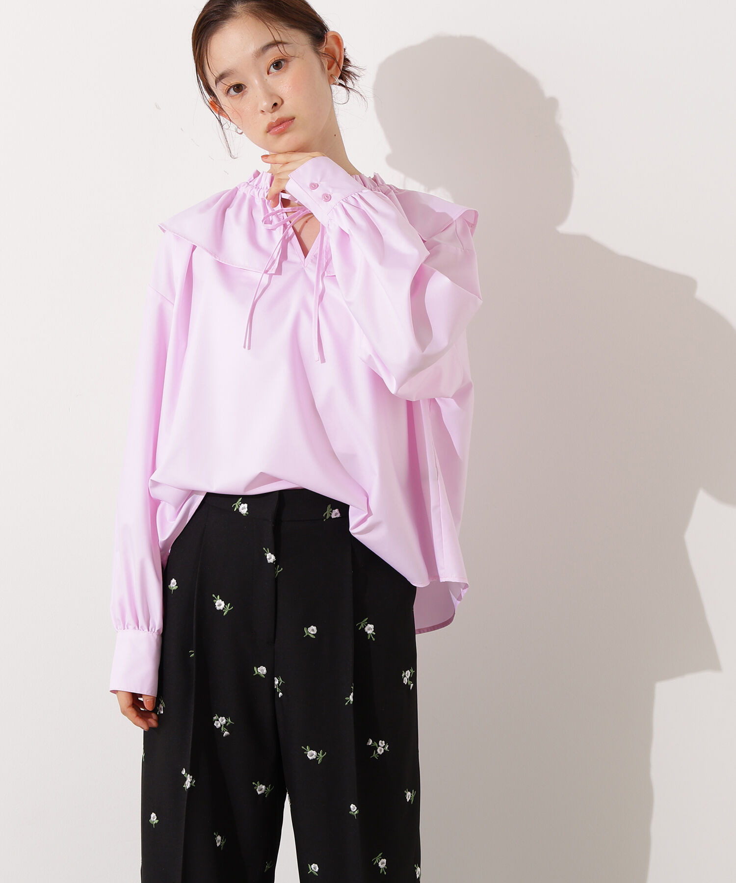  「ダブルフリルネックブラウス」|シャツ・ブラウス|