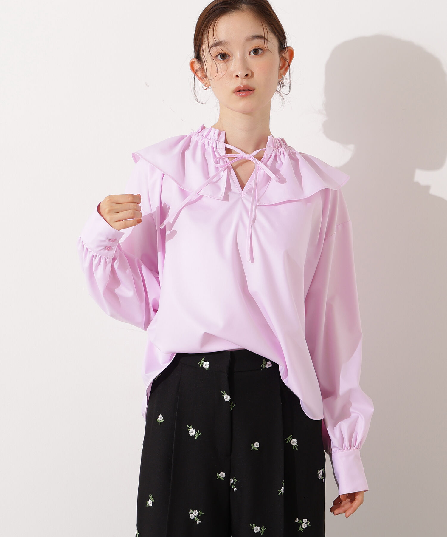  「ダブルフリルネックブラウス」|シャツ・ブラウス|