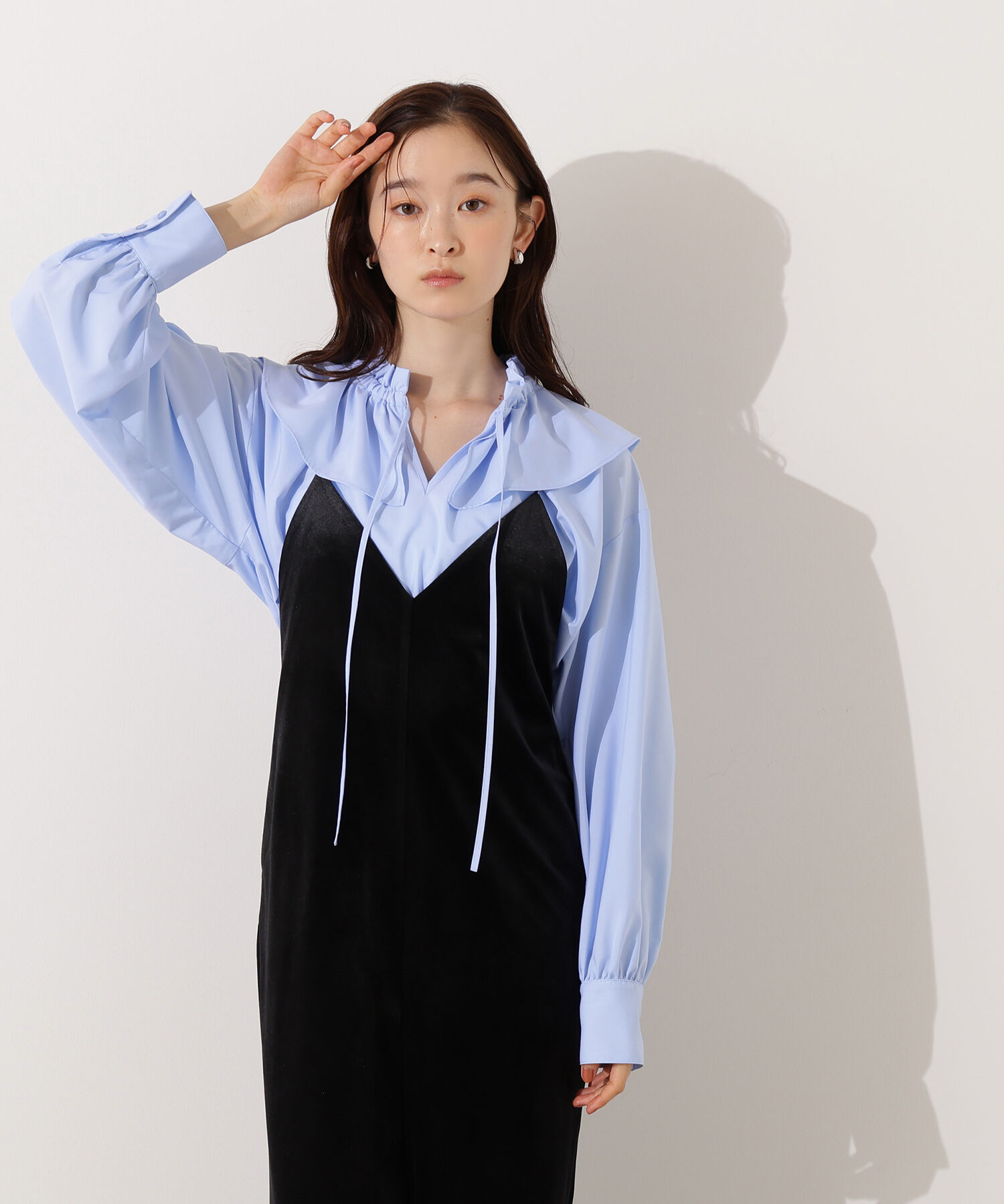  「ダブルフリルネックブラウス」|シャツ・ブラウス|