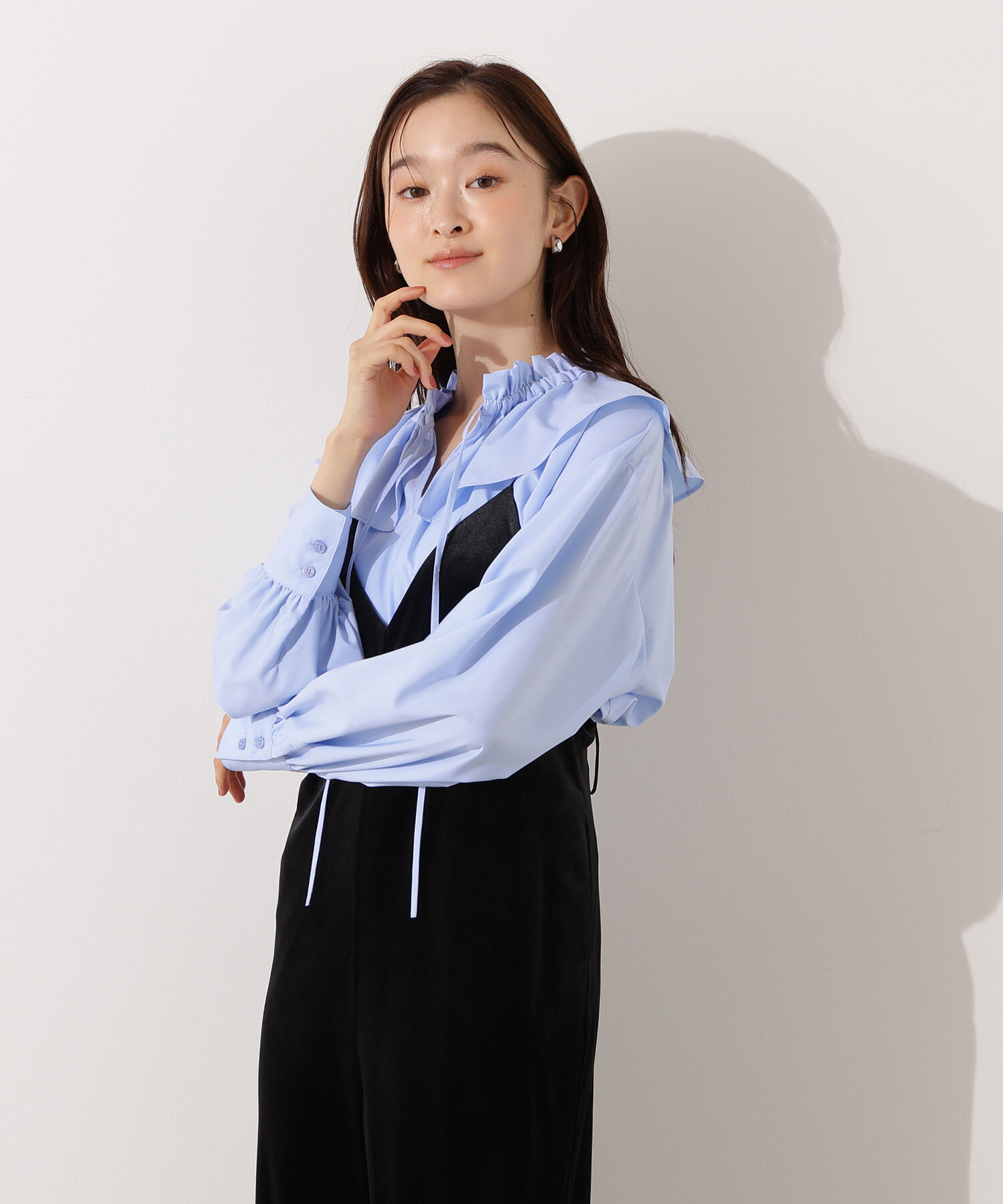  「ダブルフリルネックブラウス」|シャツ・ブラウス|