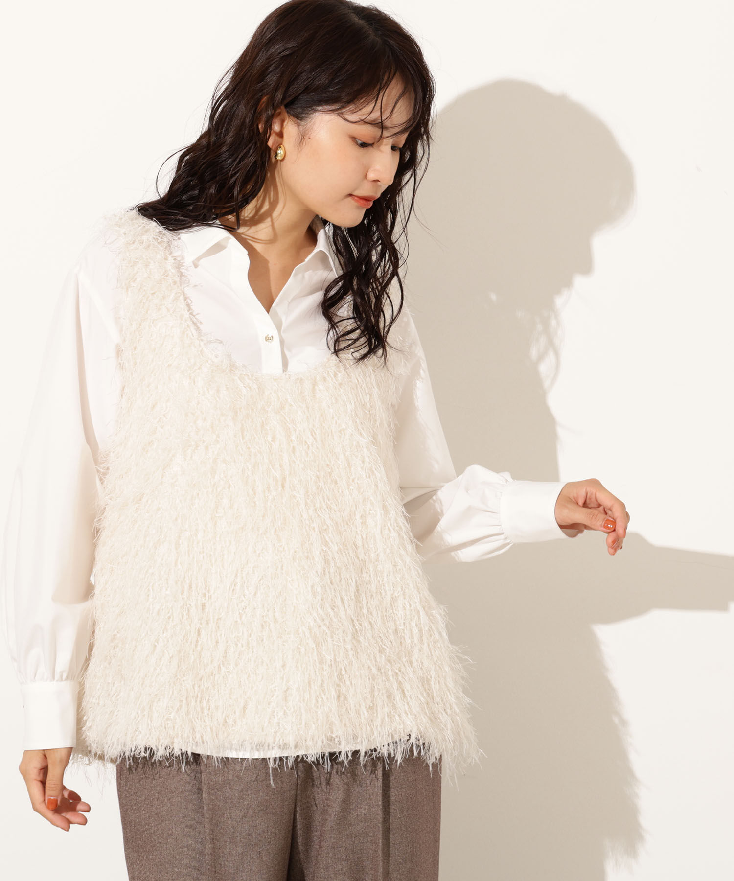  「ゴールドボタン2wayリボンブラウス」|シャツ・ブラウス|