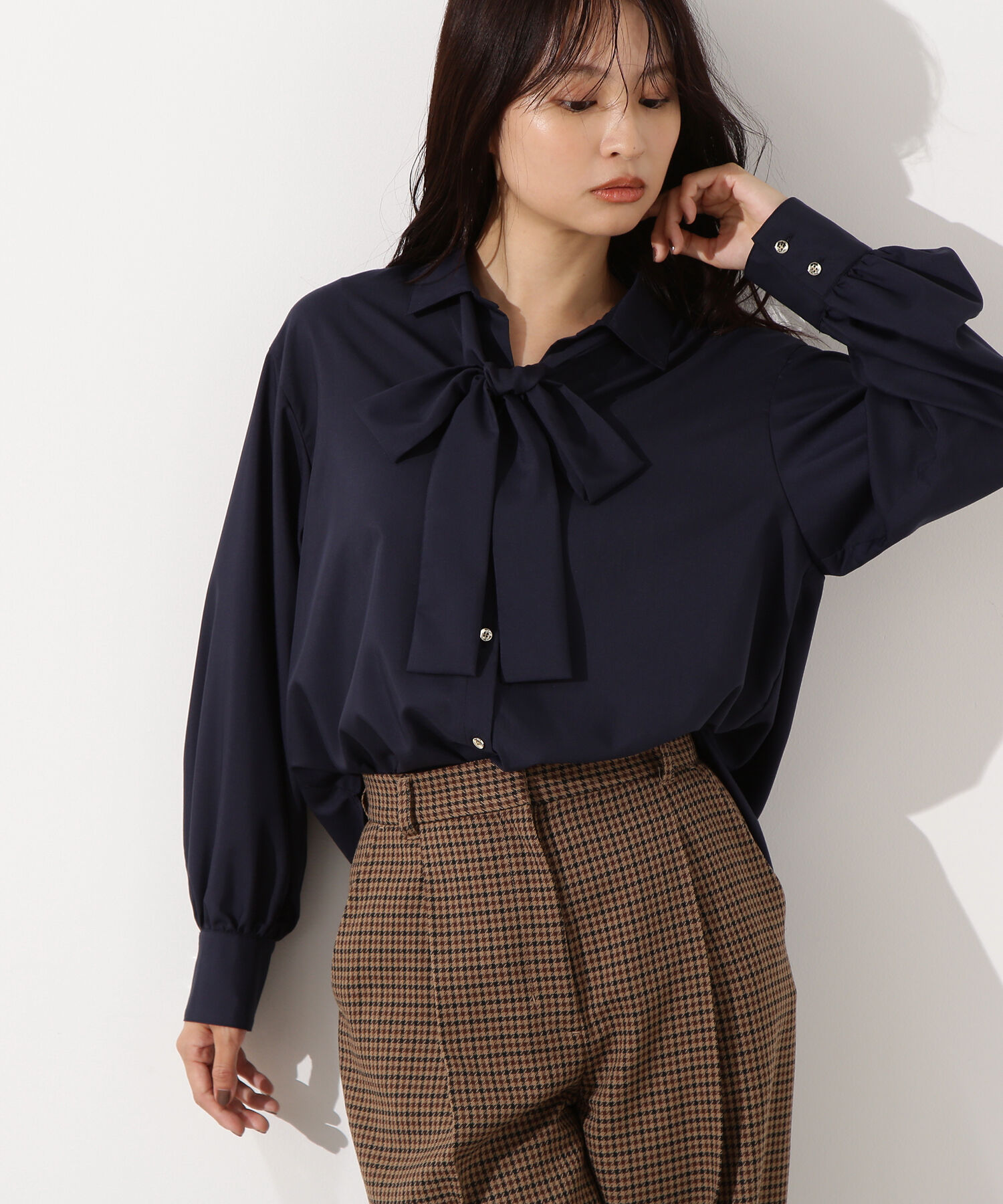  「ゴールドボタン2wayリボンブラウス」|シャツ・ブラウス|