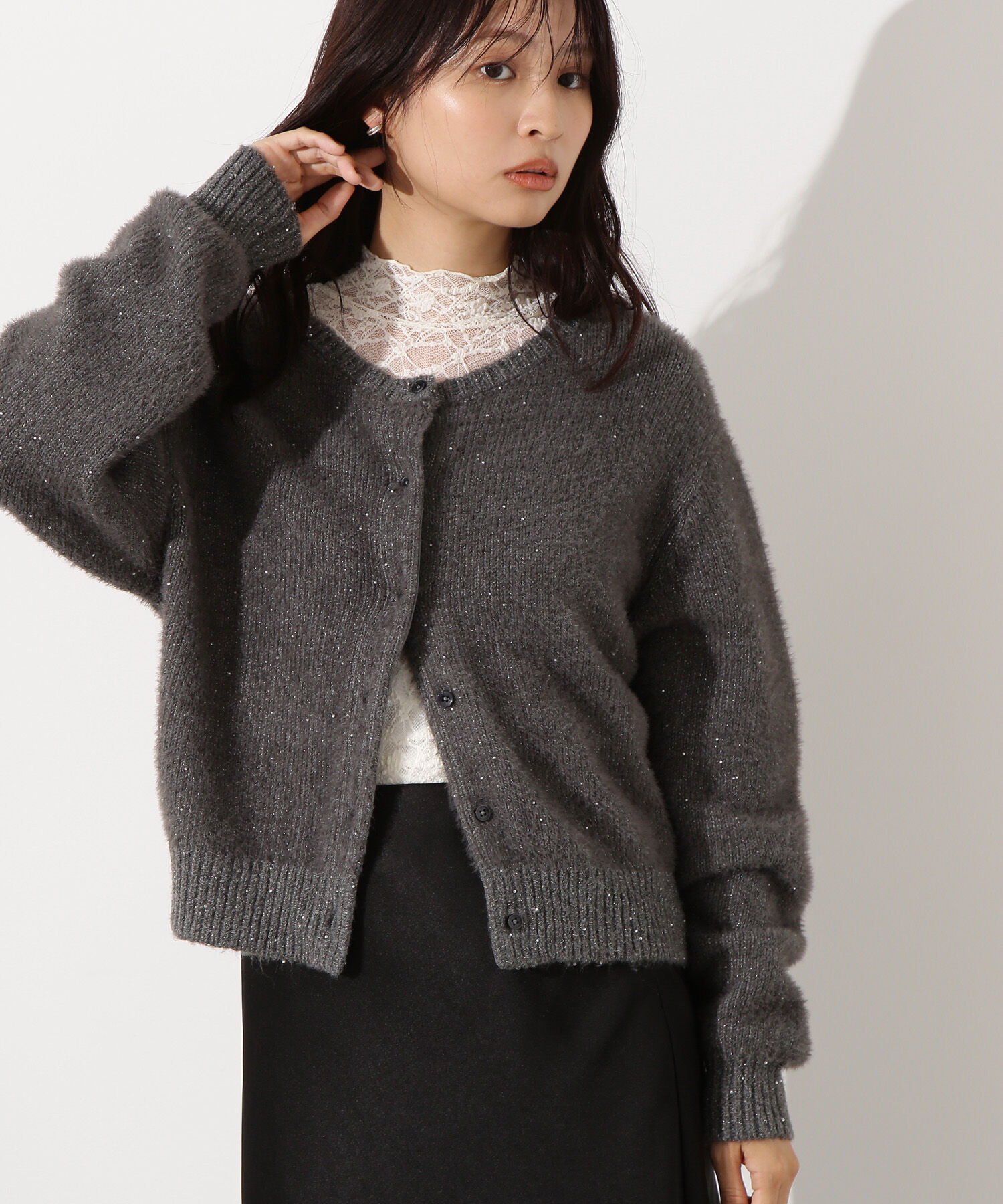  「ビーズミックスヘアリーカーディガン」|ニット・セーター|