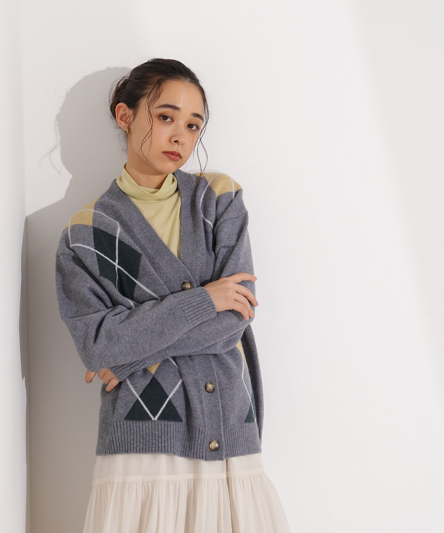  「アーガイルニットカーディガン」|ニット・セーター|
