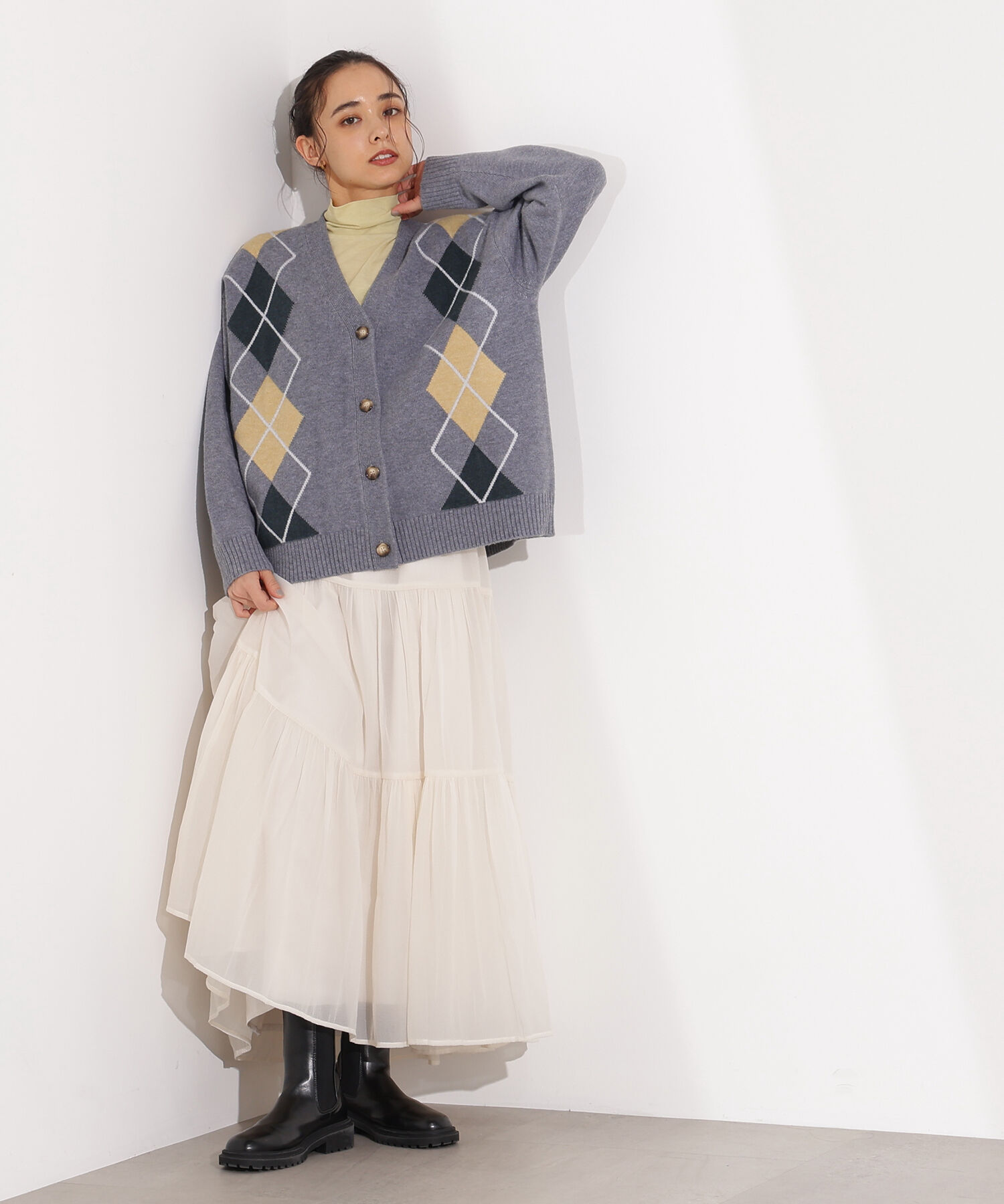  「アーガイルニットカーディガン」|ニット・セーター|