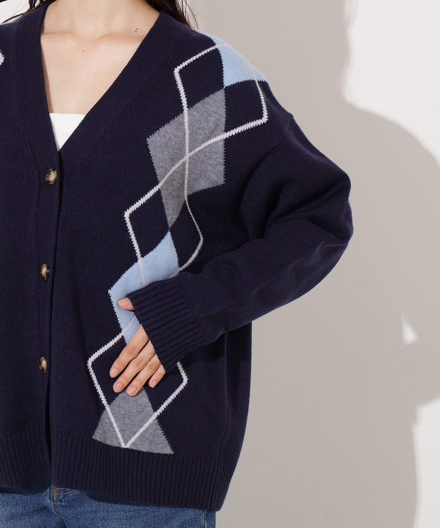  「アーガイルニットカーディガン」|ニット・セーター|