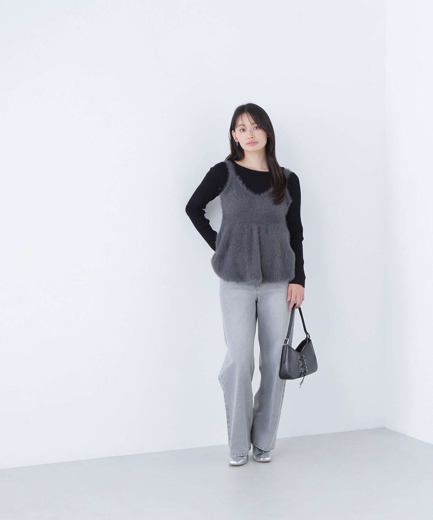  「ヘアリーペプラムキャミセットニット」|ニット・セーター|