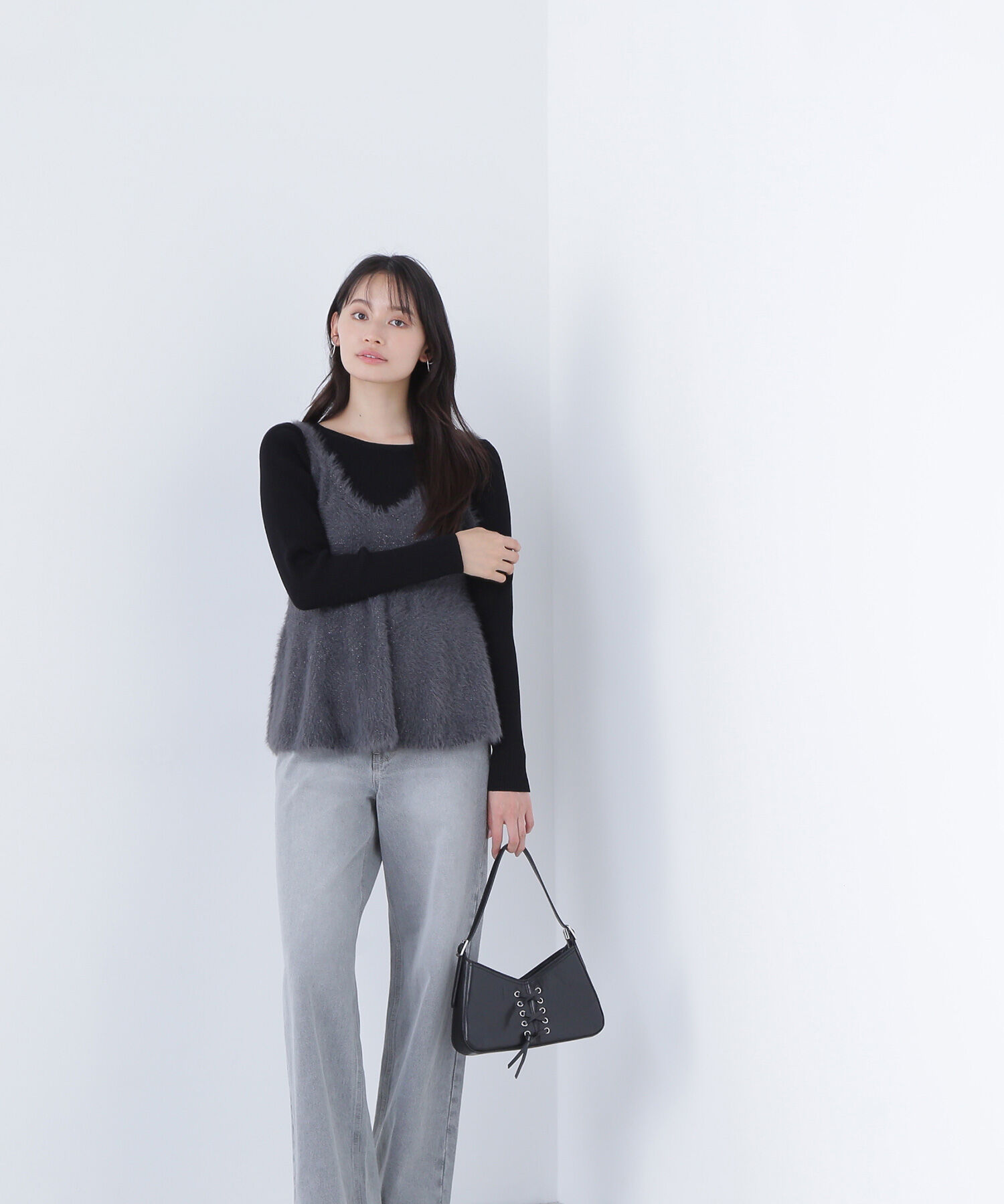  「ヘアリーペプラムキャミセットニット」|ニット・セーター|