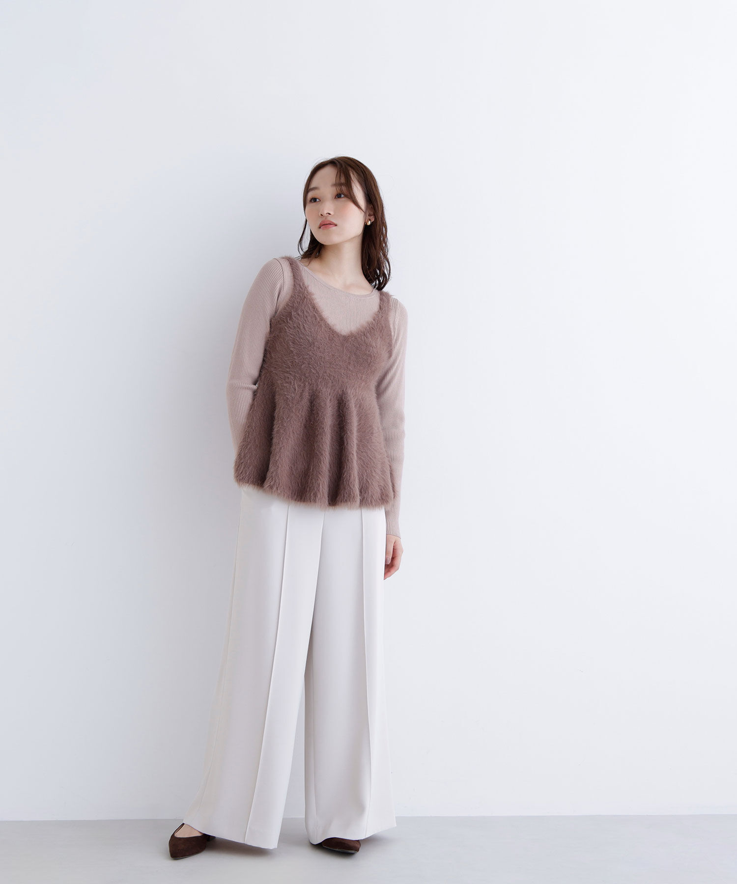  「ヘアリーペプラムキャミセットニット」|ニット・セーター|