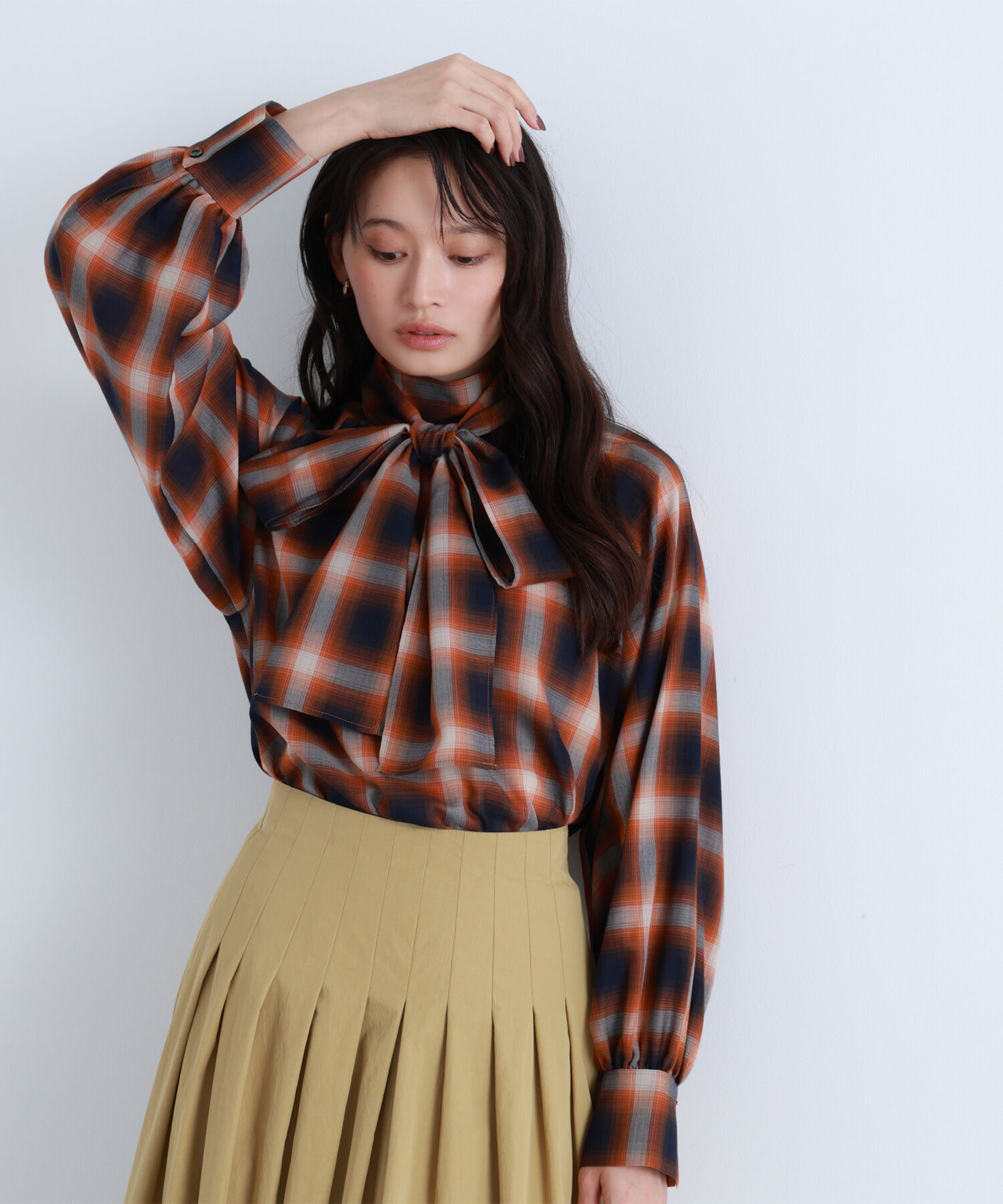  「チェックボウタイブラウス」|シャツ・ブラウス|